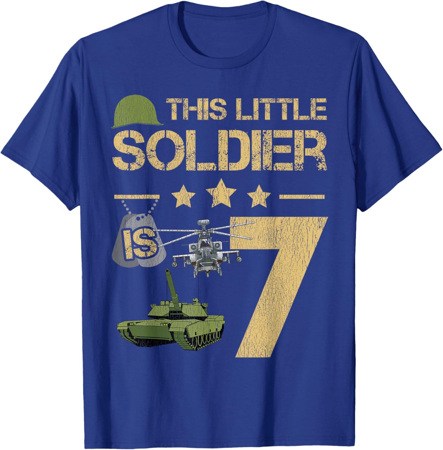 7 Year Old Soldier Birthday Boy 7th Birthday Kids Army Camo T-Shirt - T-Shirt | Royal