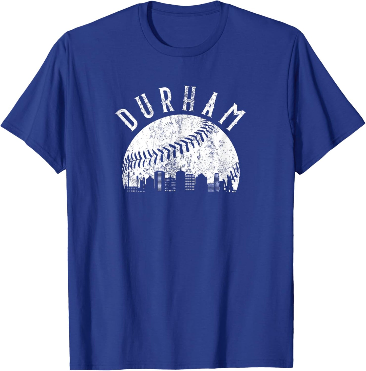 Vintage Durham North Carolina Skyline Apparel T-Shirt - T-Shirt | Royal