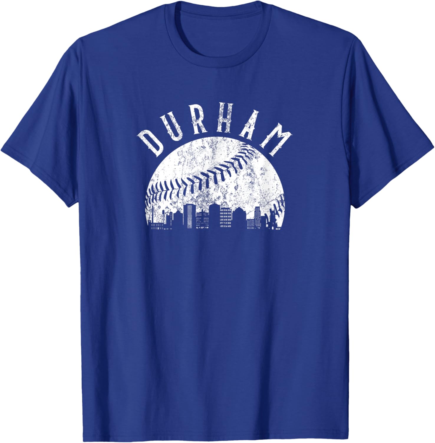 Vintage Durham North Carolina Skyline Apparel T-Shirt - T-Shirt | Royal