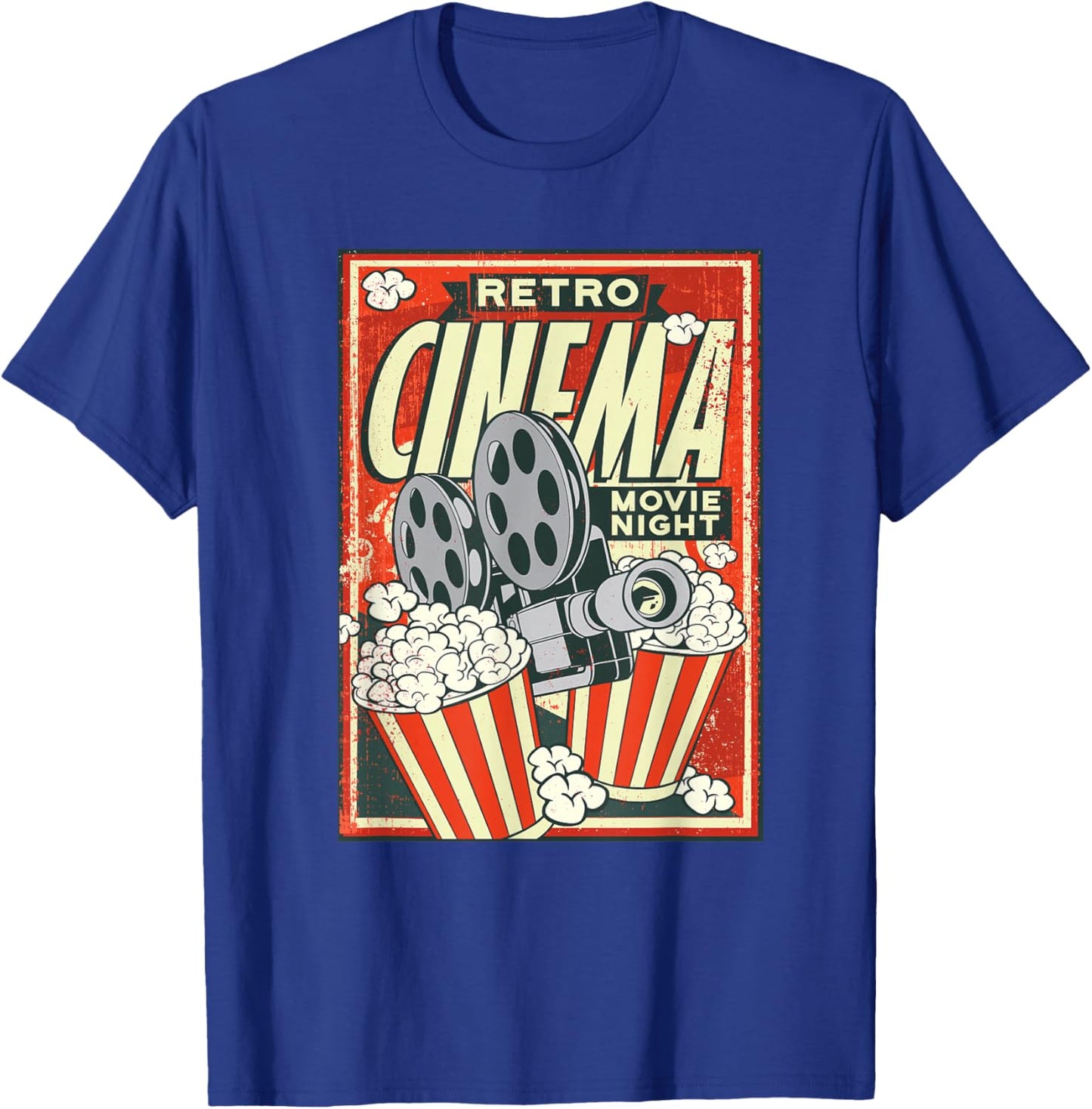 Retro Movie Night Vintage Cinema Reel Movie Poster T-Shirt - T-Shirt | Royal