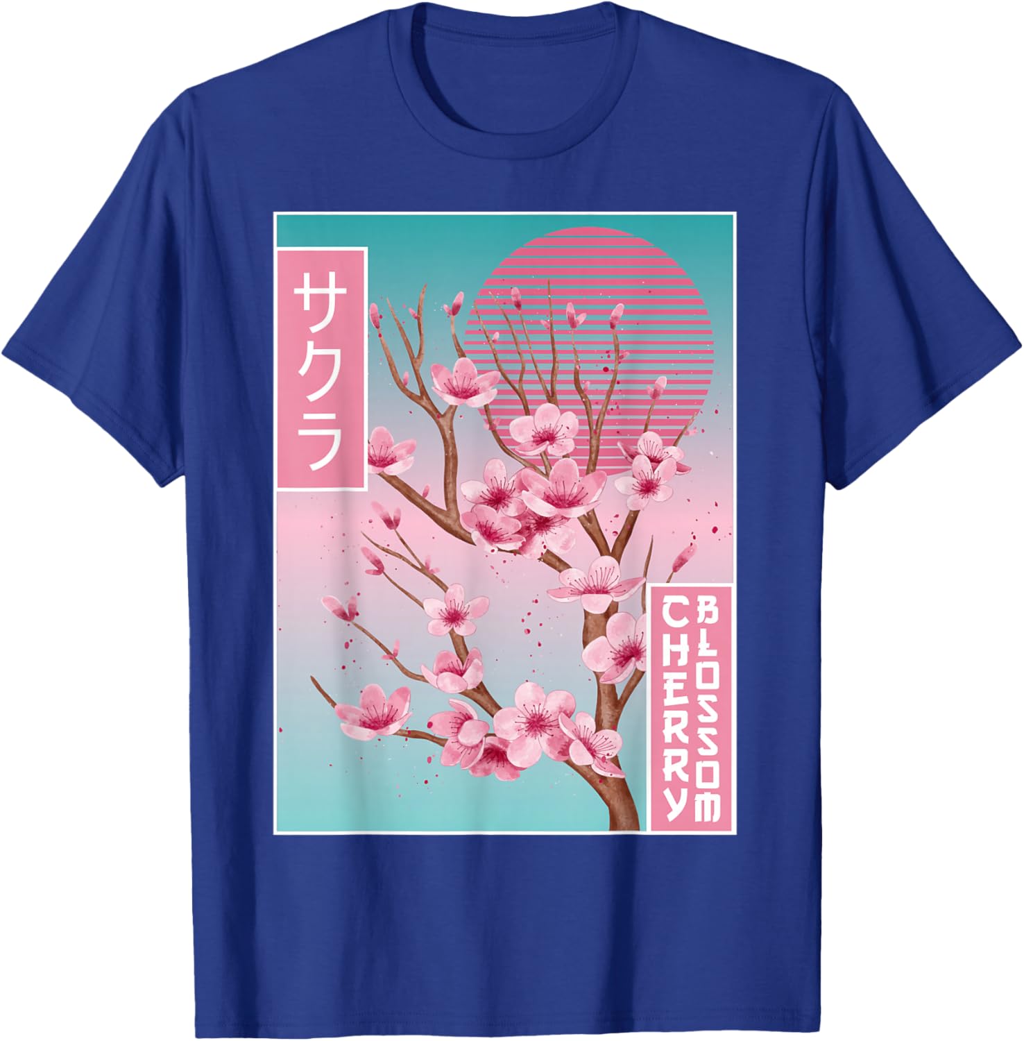 Cherry Blossom Japanese Sakura Vaporwave Aesthetic T-Shirt - T-Shirt | Royal