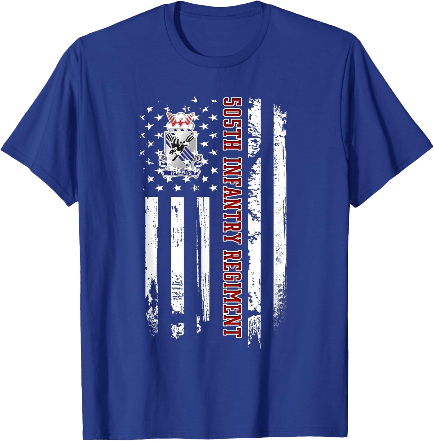 505th Infantry Regiment Veteran USA Flag Veterans Day Xmas T-Shirt - T-Shirt | Royal