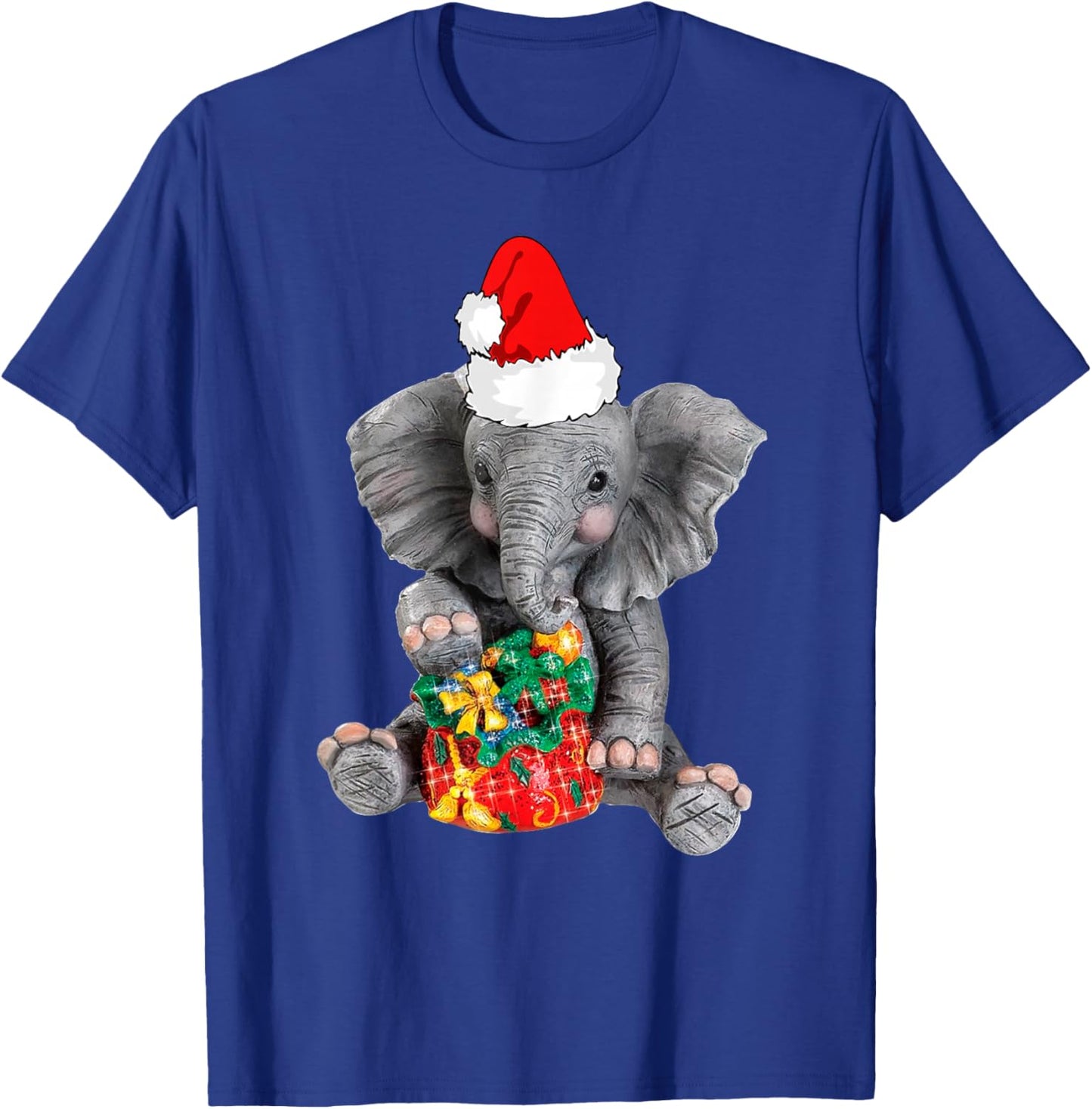 Christmas Elephant Pajamas Elephant In Santa Hat Women KIds T-Shirt - T-Shirt | Royal