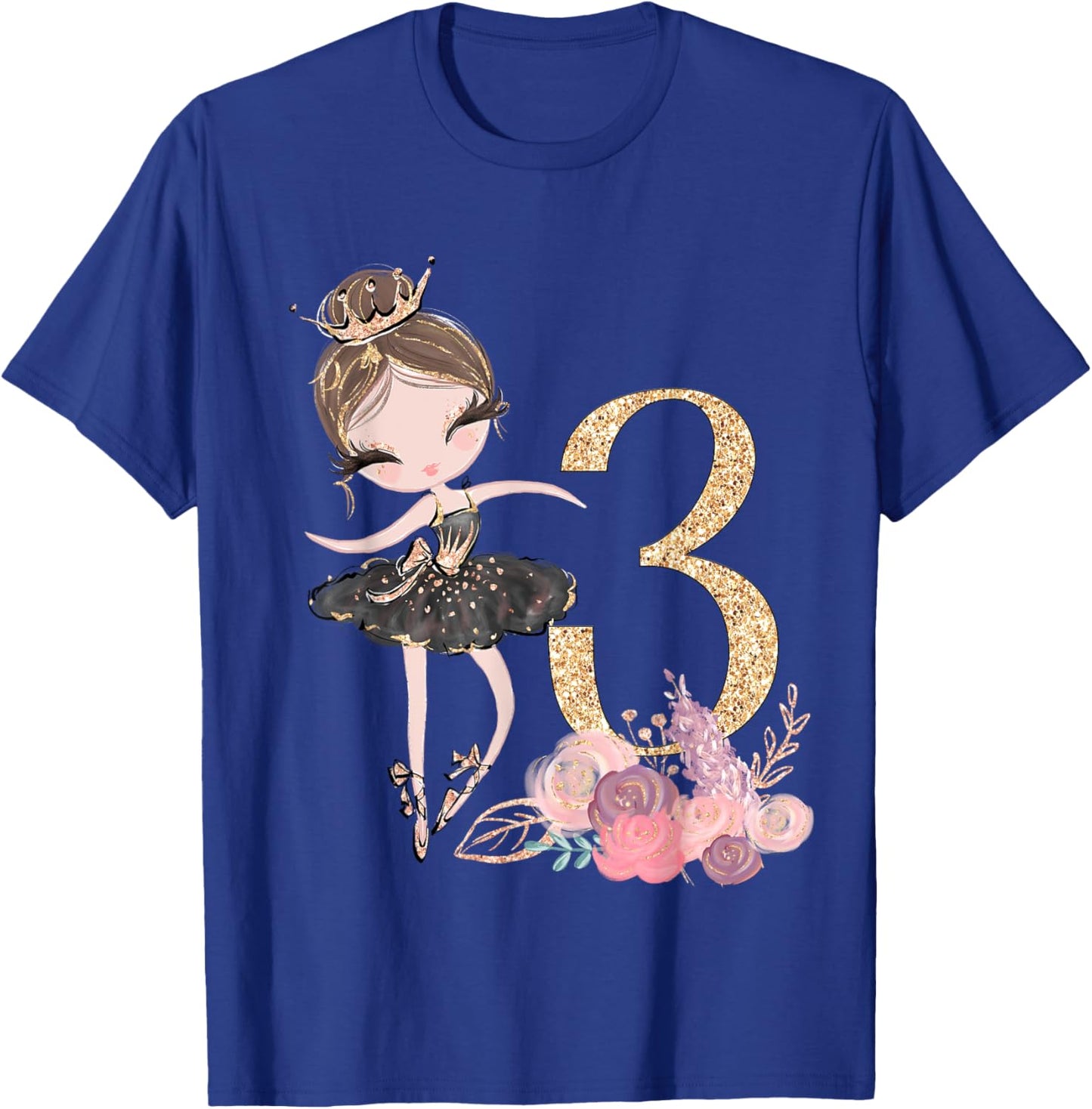 3rd Birthday Ballerina Dancer Ballet Tutu Toddler Girl Three T-Shirt - T-Shirt | Royal