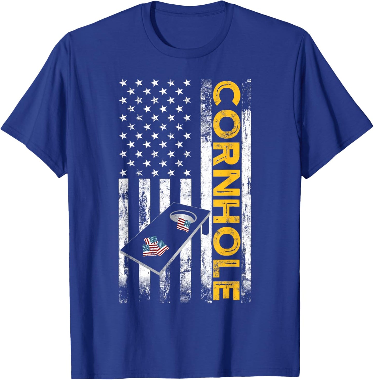 Patriotic Cornhole Player USA American flag Corn hole lover T-Shirt - T-Shirt | Royal