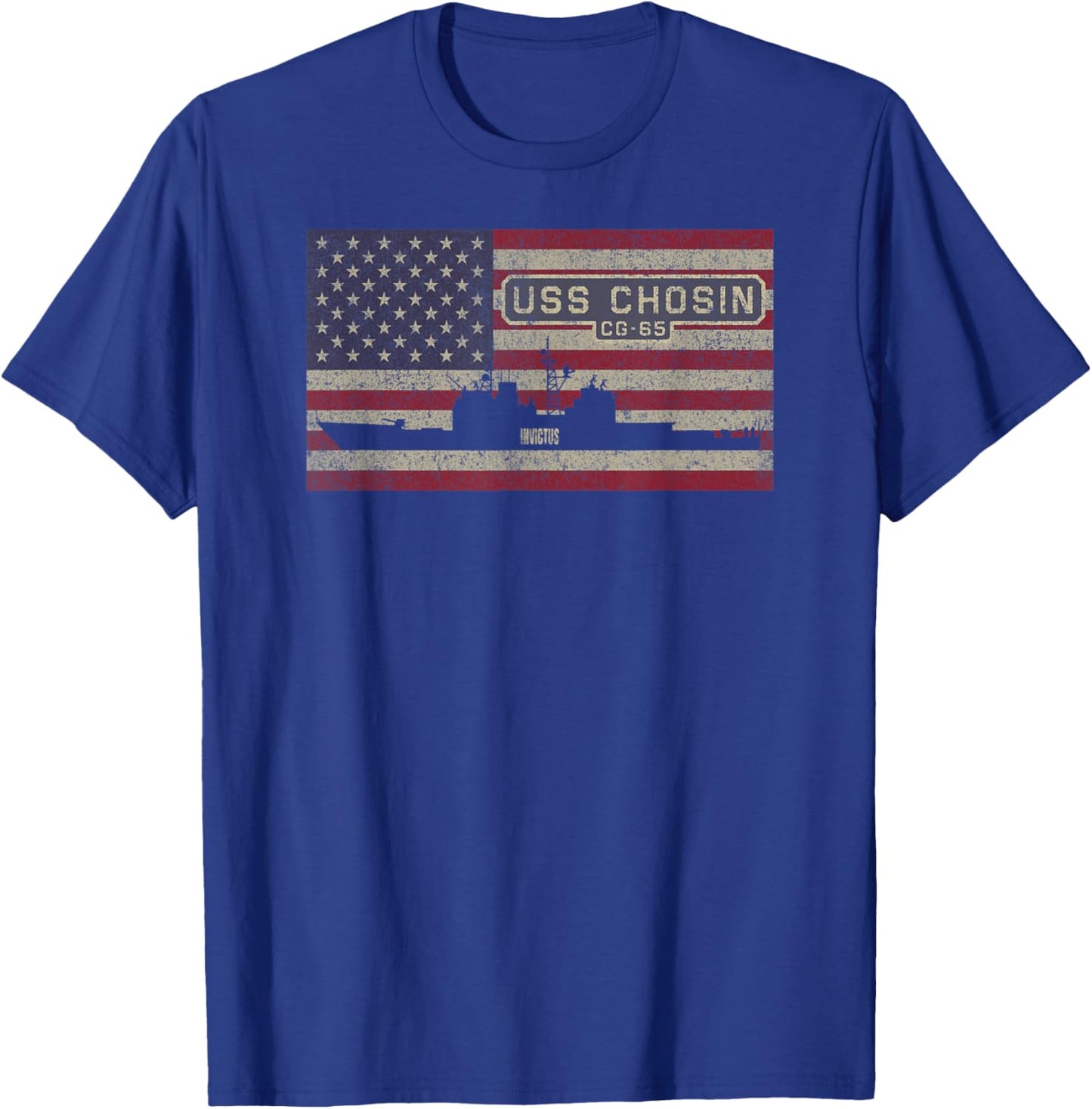 USS Chosin CG-65 Cruiser Ship USA American Flag Women Kids Men T-Shirt - T-Shirt | Royal