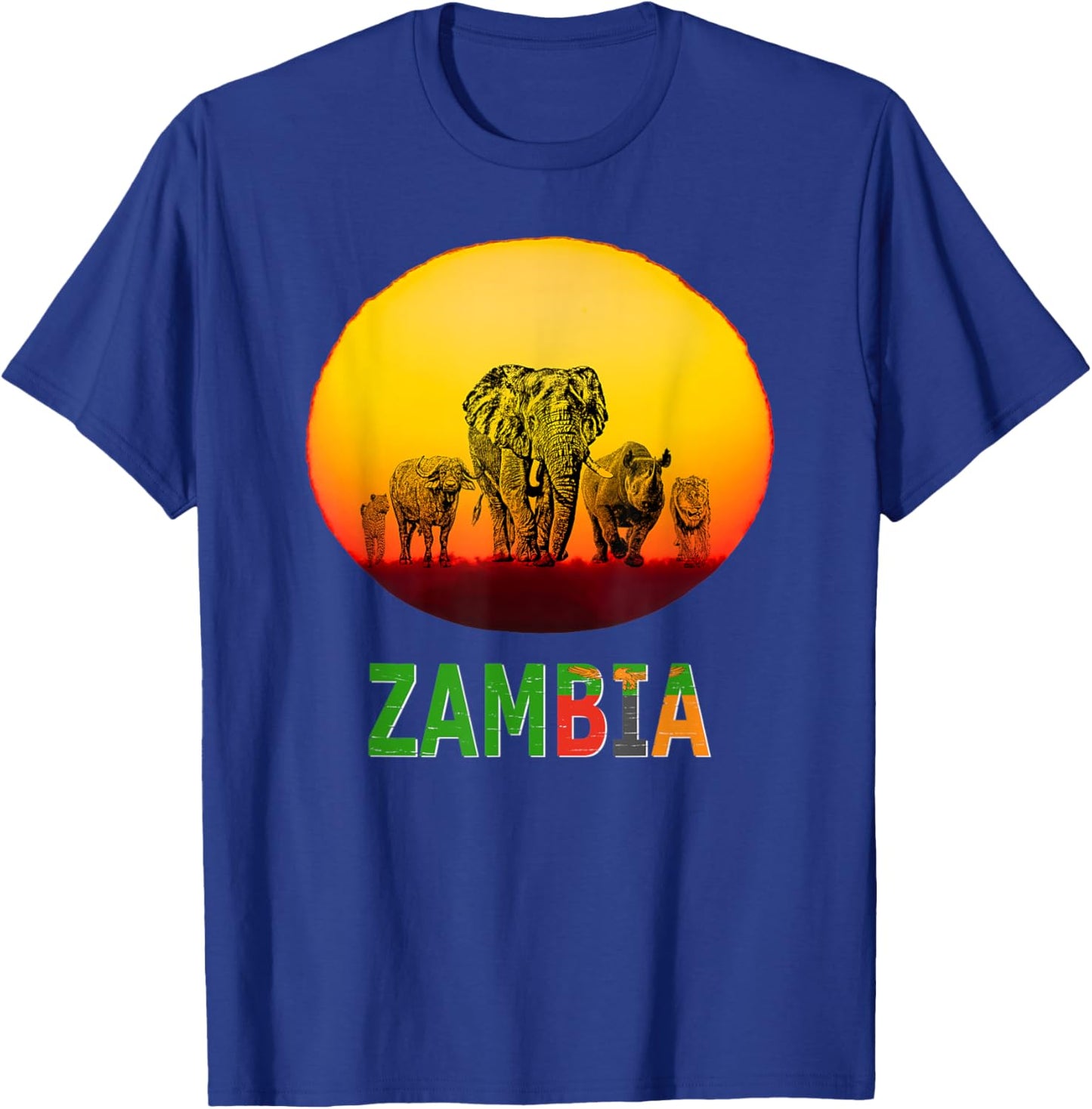 Big Five at Sunset Zambia Pride T-Shirt - T-Shirt | Royal