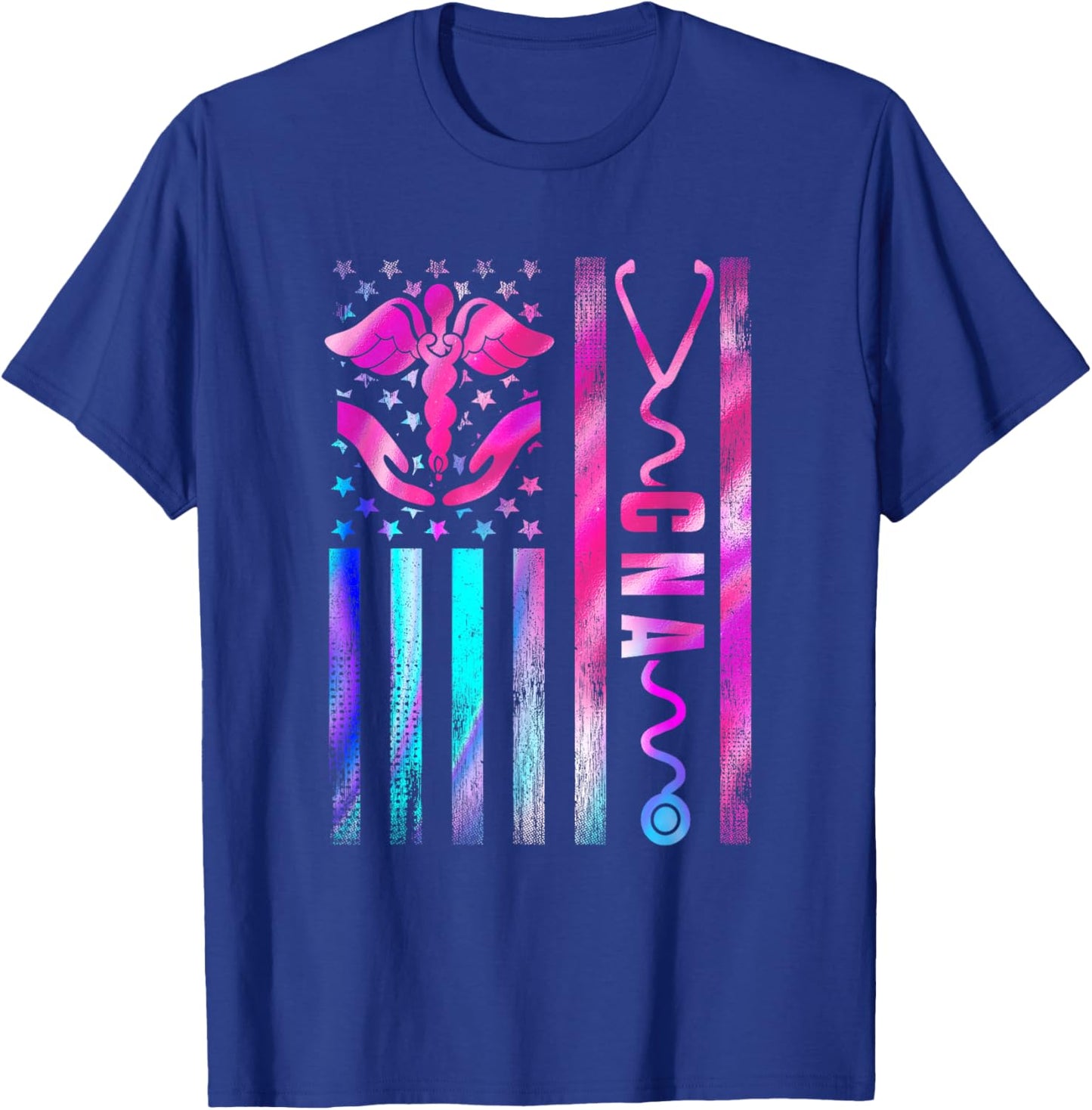 CNA Job Certified Nursing Assistant USA Flag T-Shirt - T-Shirt | Royal