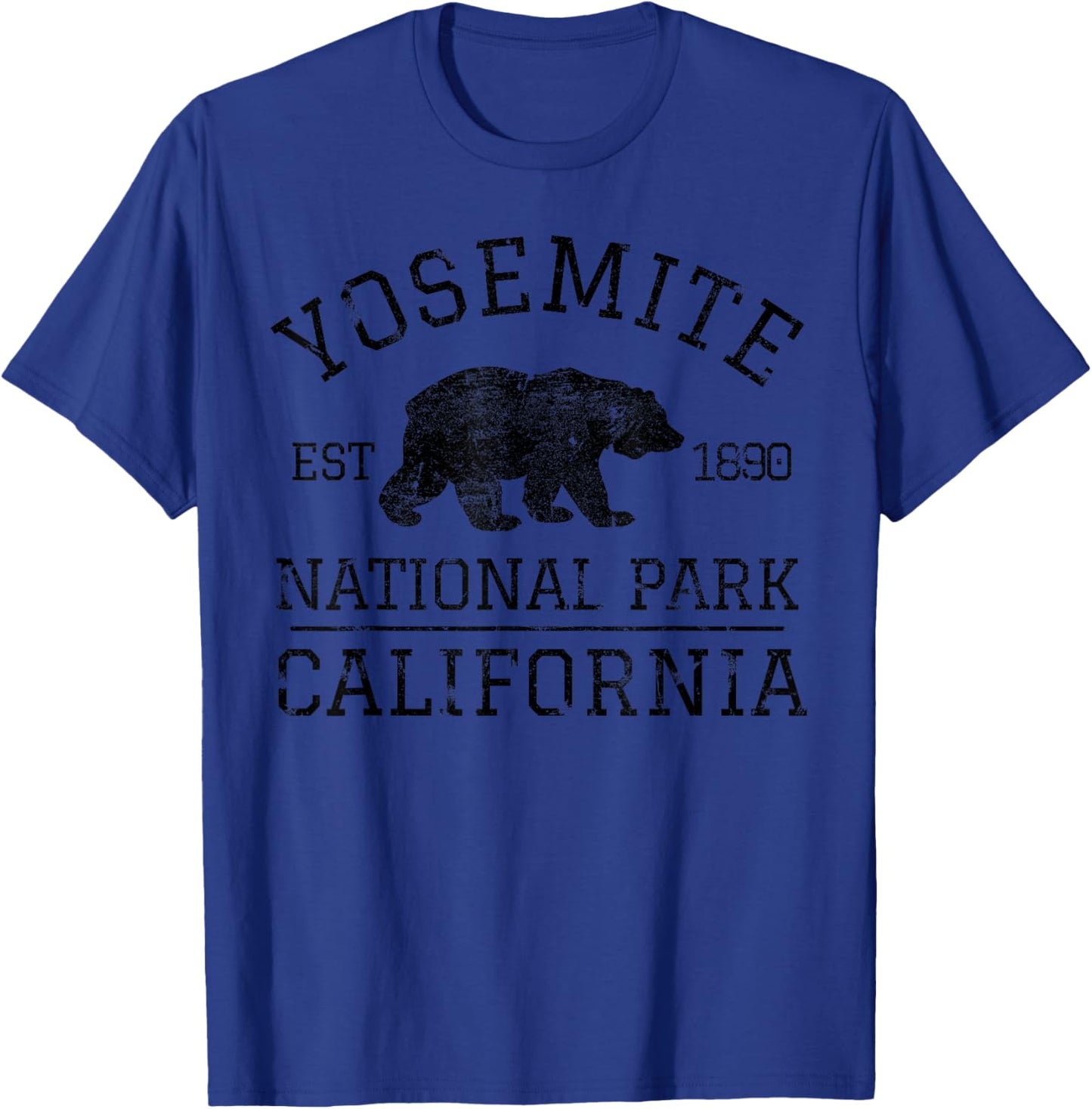 Yosemite National Park California Bear Nature Hiking Vintage T-Shirt - T-Shirt | Royal