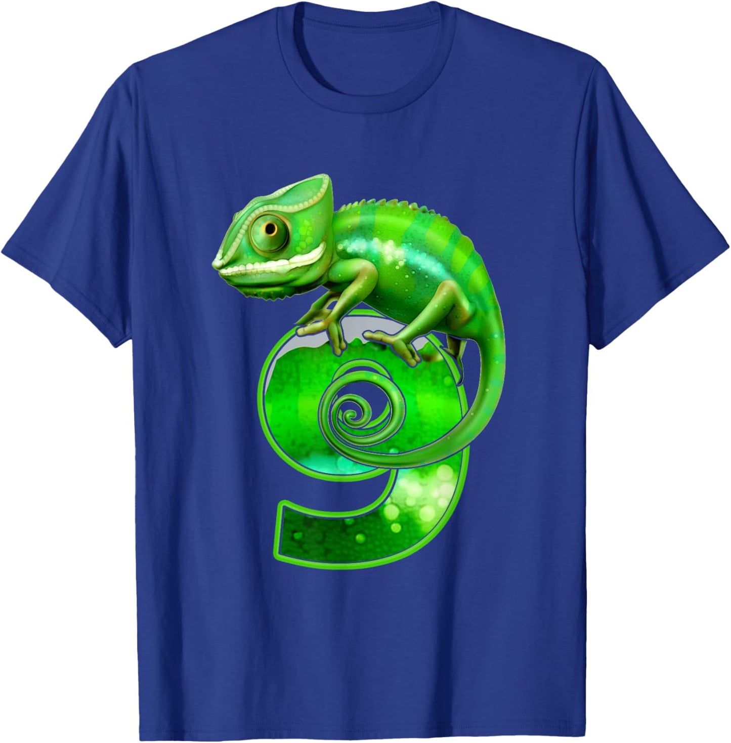 Kids 9 Years Old Lizard 9th Birthday Party Chameleon T-Shirt - T-Shirt | Royal