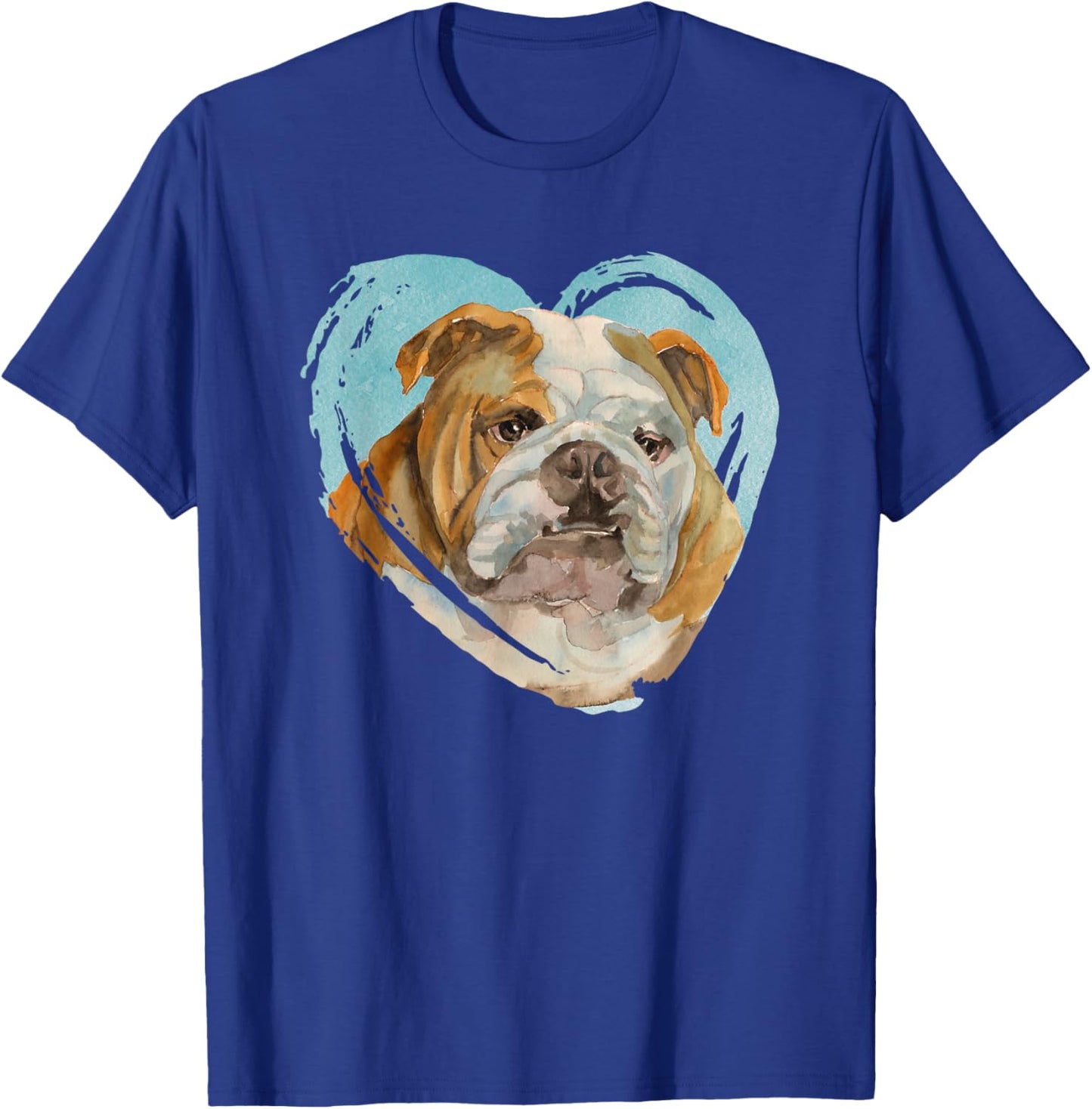English Bulldog Portrait - Watercolor Dog Graphic Men Women Girls Kids T-Shirt - T-Shirt | Royal