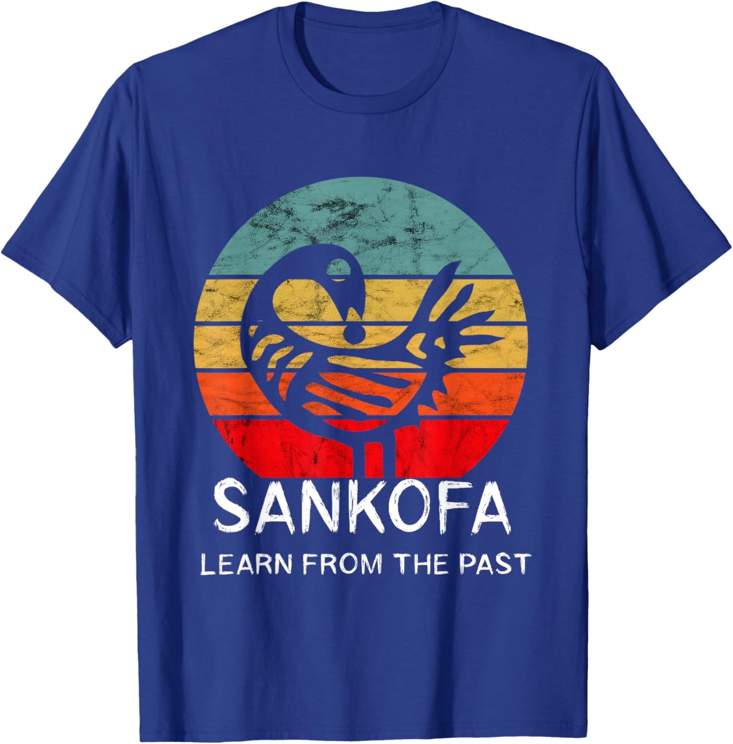 Sankofa Retro Vintage Learn From The Past African Bird T-Shirt - T-Shirt | Royal