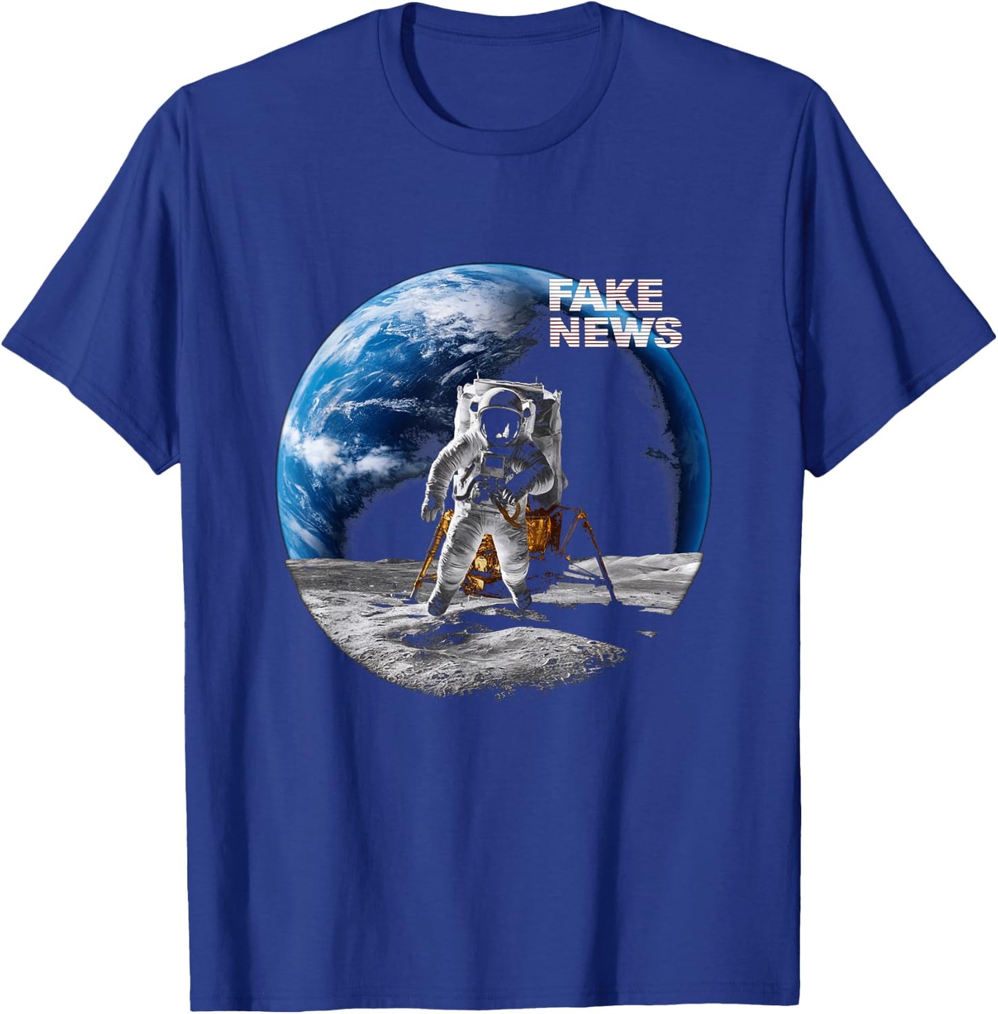 Moon Landing Fake News Vintage Moon Landing Conspiracy T-Shirt - T-Shirt | Royal