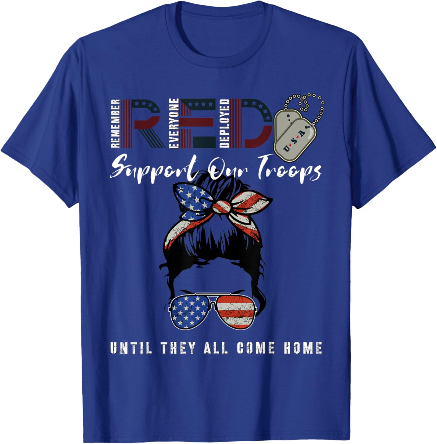 On Friday We Wear Red Friday Military Support troops US Flag T-Shirt - T-Shirt | Royal