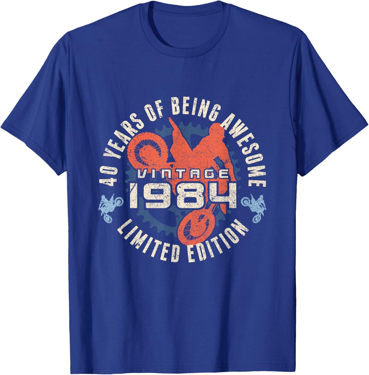 Vintage 1984 Motocross Racer Dirt Bike Rider 40th Birthday T-Shirt - T-Shirt | Royal