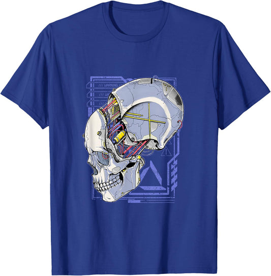 Cyberpunk Shirt Futuristic Robot Skull Dystopia Techwear T-Shirt - T-Shirt | Royal