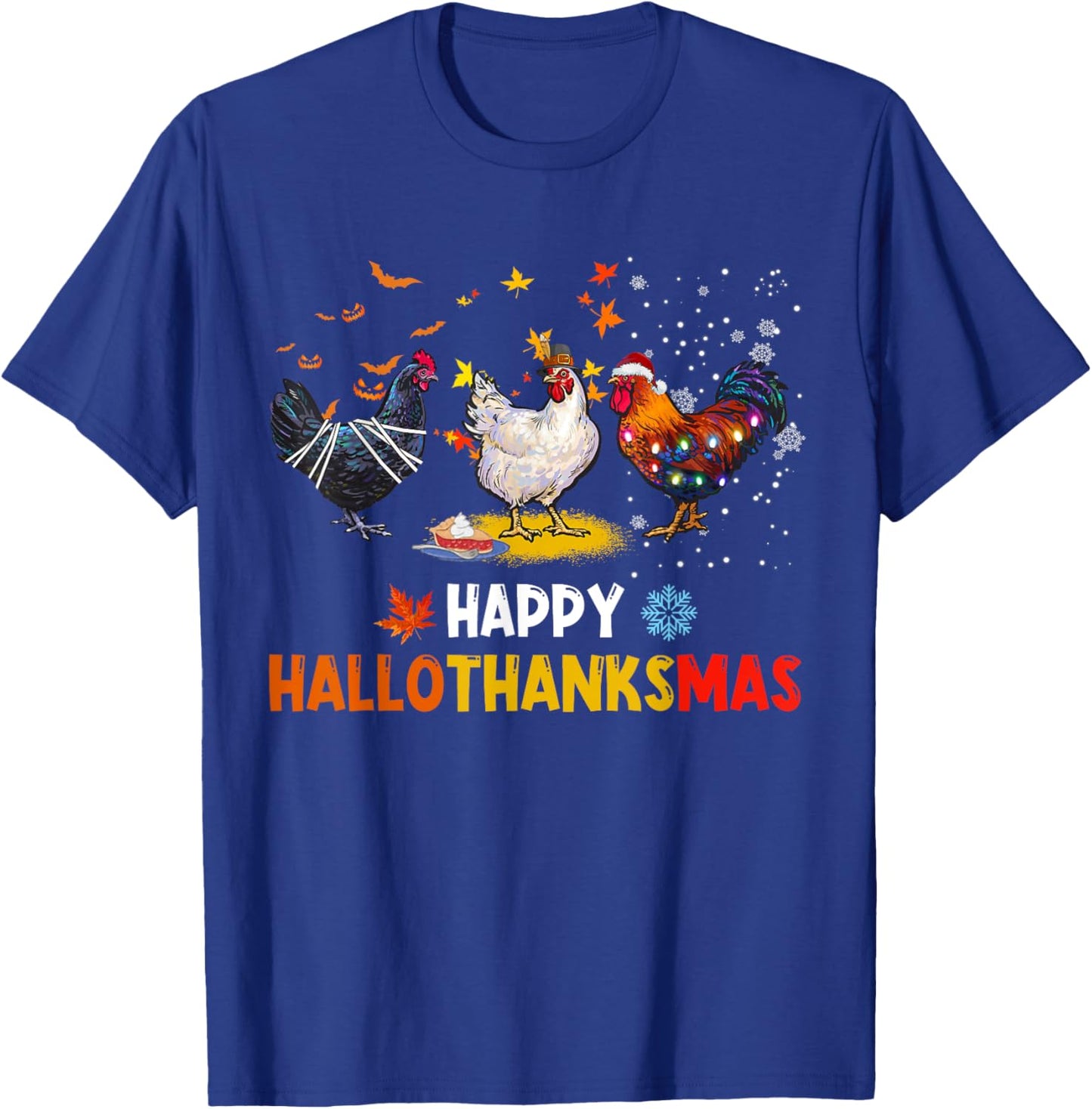 Chicken Halloween Happy Hallothanksmas Autumn Thanksgiving T-Shirt - T-Shirt | Royal