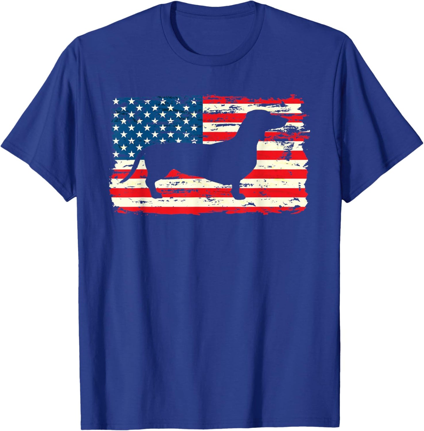 Dachshund American Flag Shirt 4th of July Dog Patriotic Kids Men T-Shirt - T-Shirt | Royal