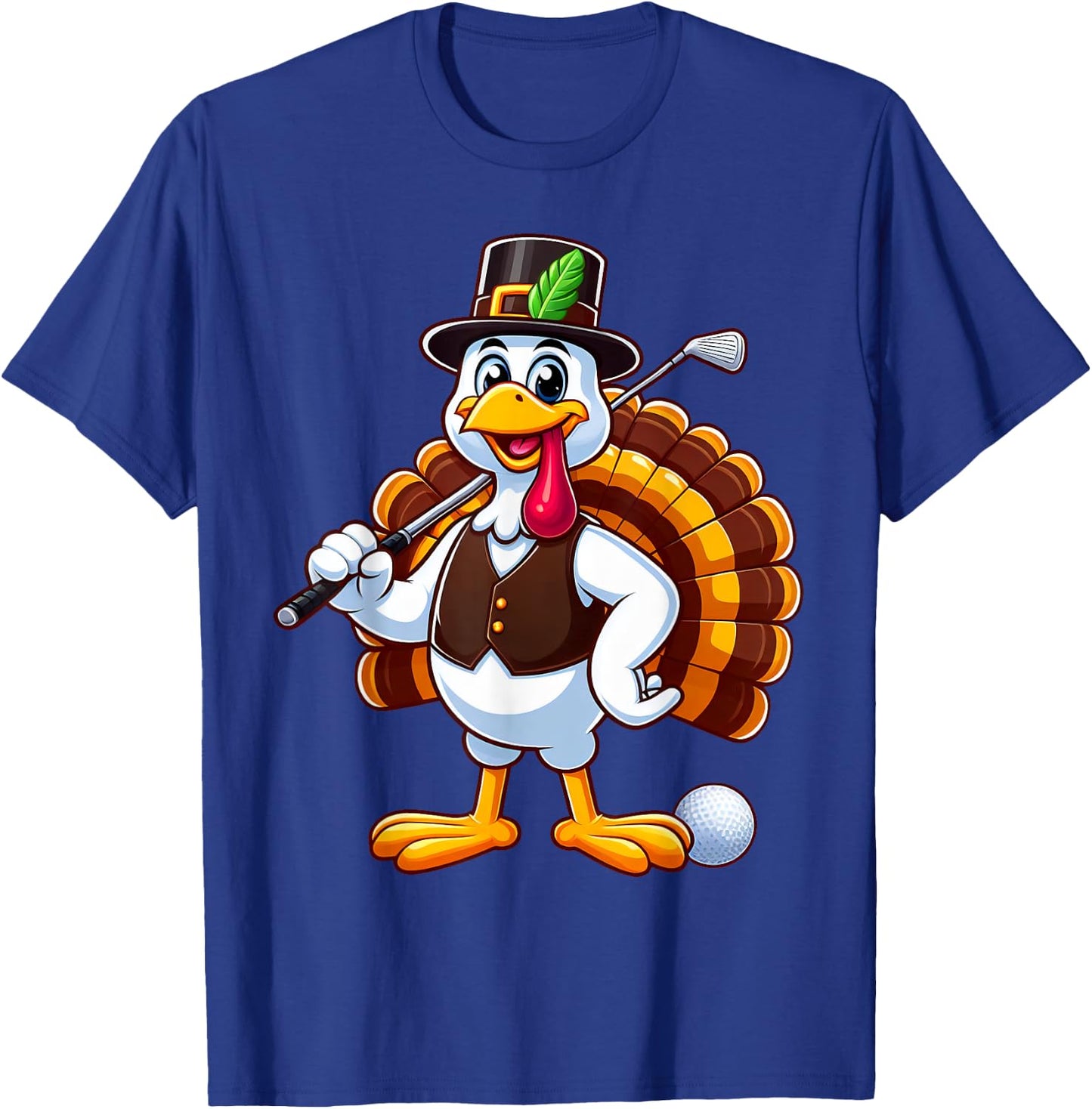Cool Thanksgiving Golf Gobble Player Turkey Golf Men Women T-Shirt - T-Shirt | Royal