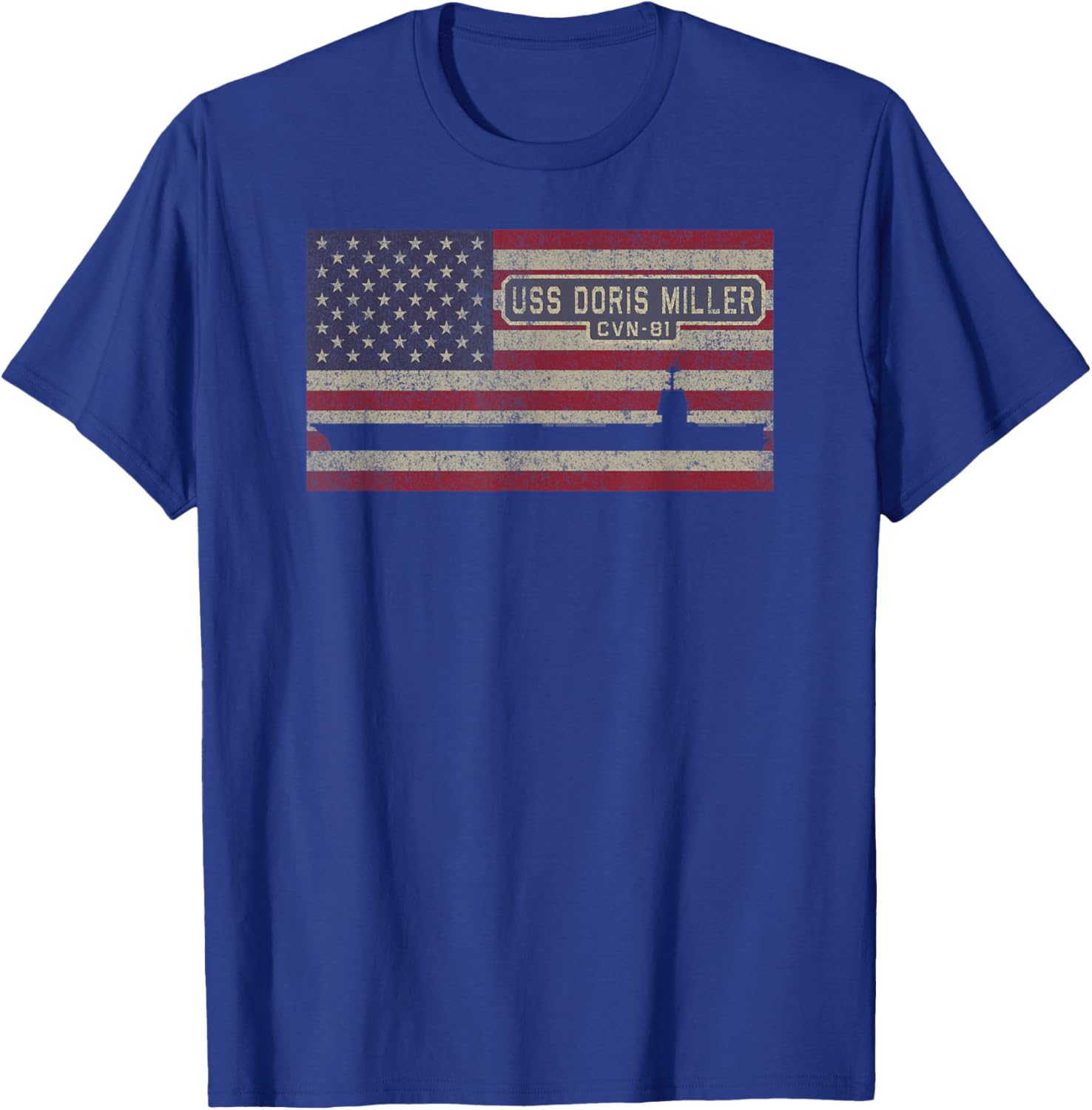 USS Doris Miller CVN-81 Aircraft Carrier American Flag Women Kids Men T-Shirt - T-Shirt | Royal