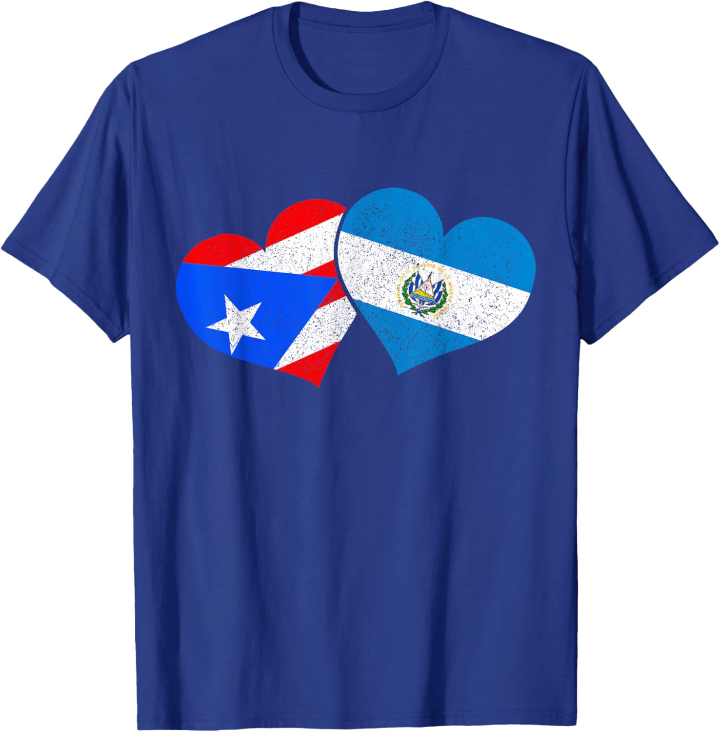 Puerto Rico & El Salvador Pride Puerto Rican Flag T-Shirt - T-Shirt | Royal