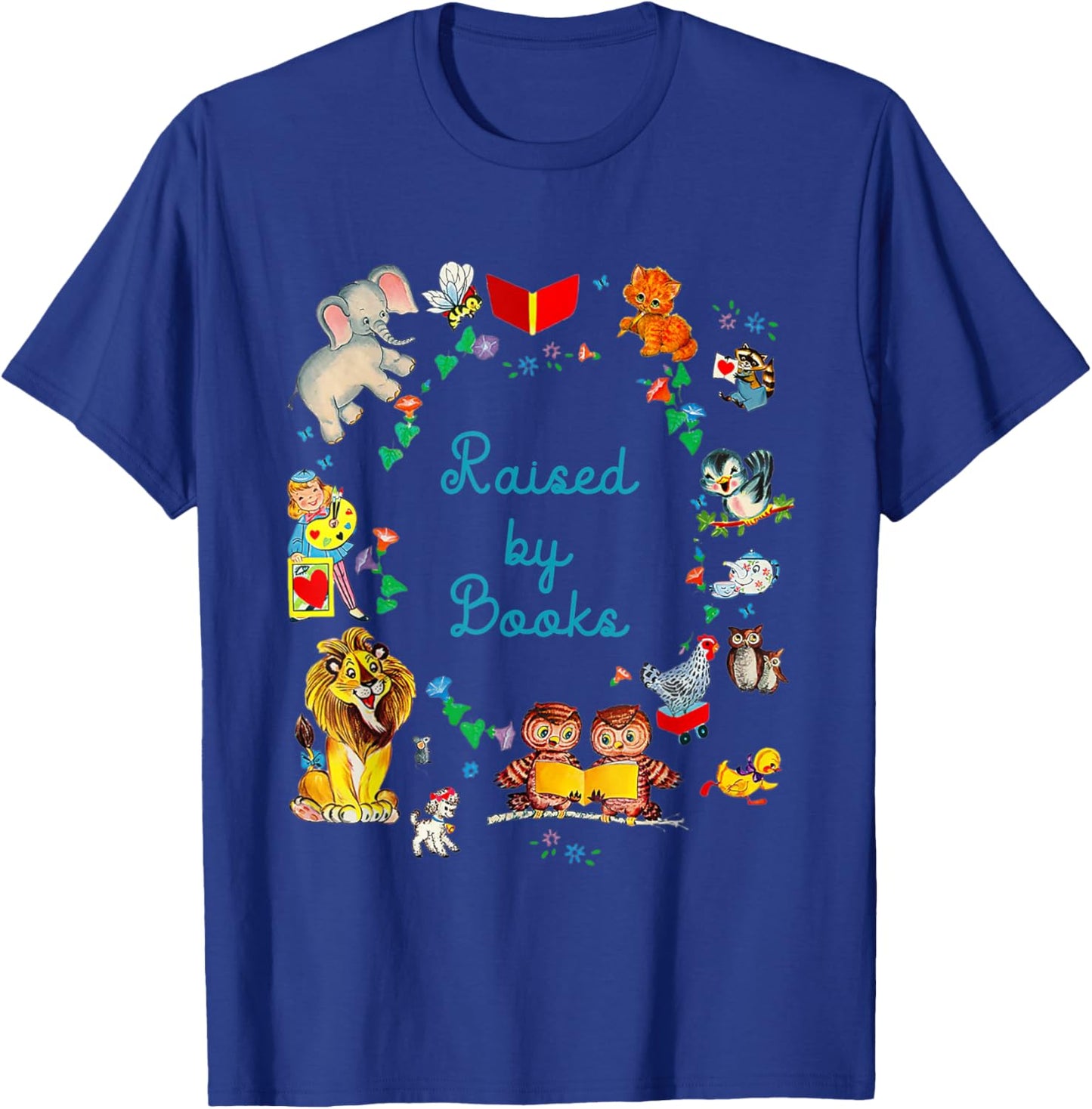 Funny Saying About Reading Raised By Books T-Shirt - T-Shirt | Royal
