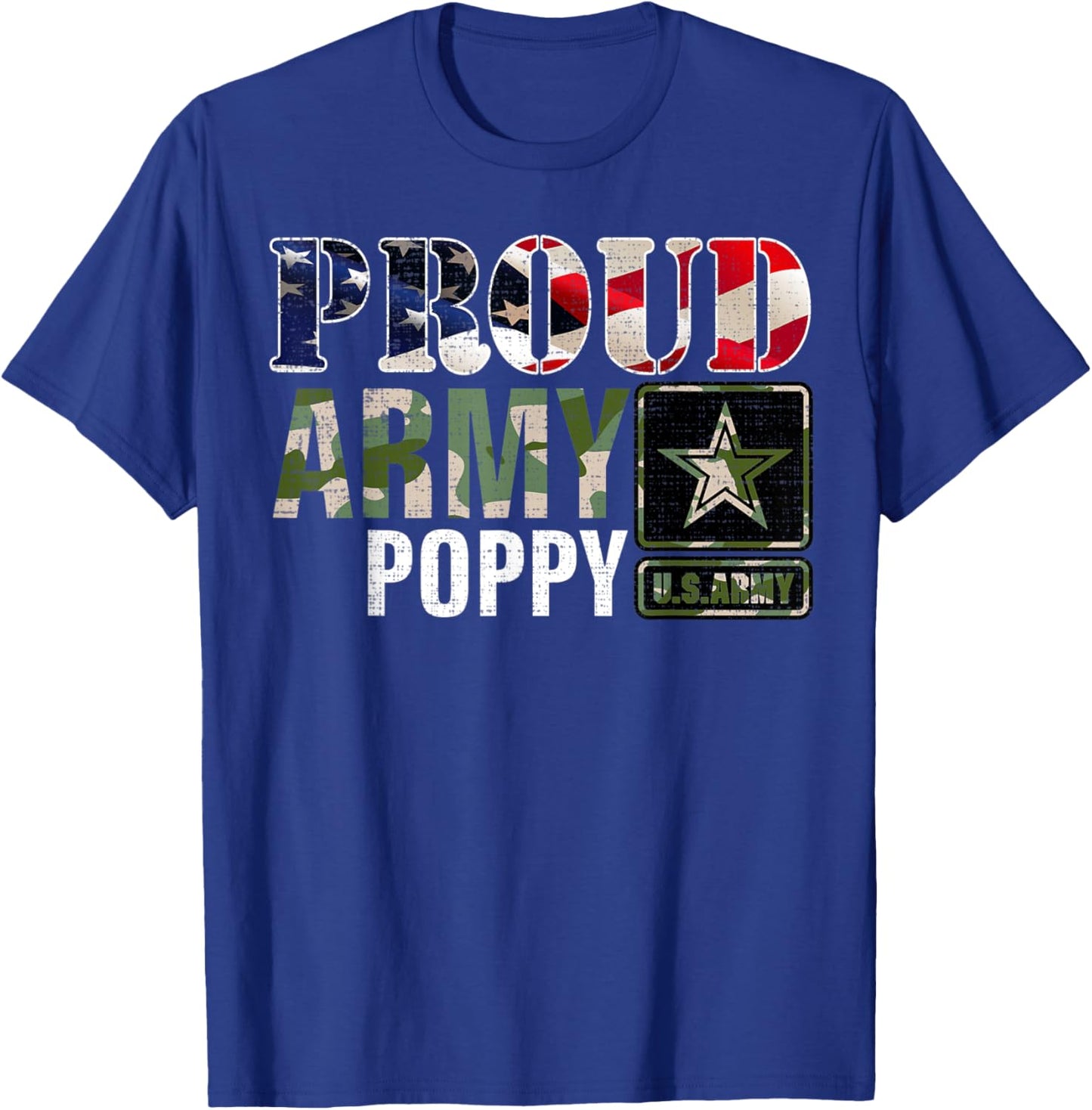 Vintage Proud Army Poppy Camo With American Flag Gift Kids Men T-Shirt - T-Shirt | Royal