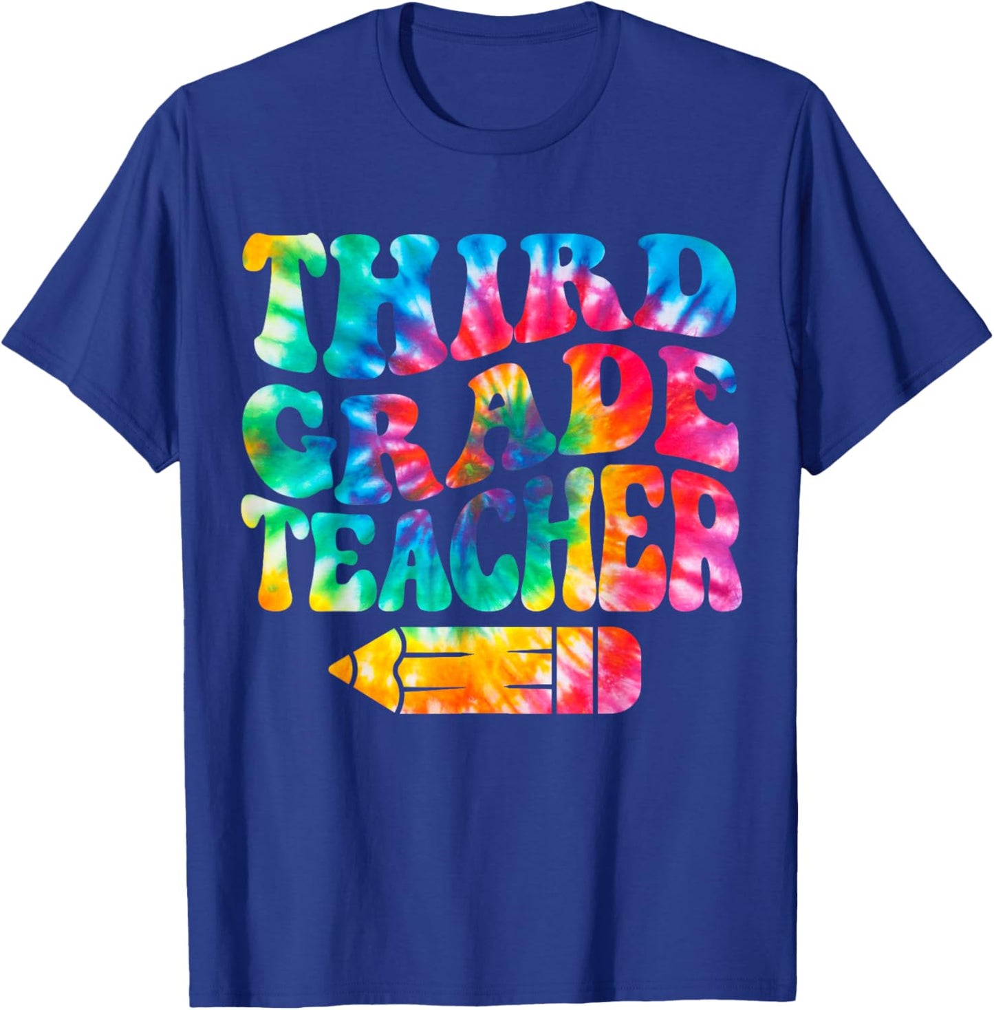 Retro Third Grade Teacher Tie Dye Funny 3rd Grade Teacher T-Shirt - T-Shirt | Royal