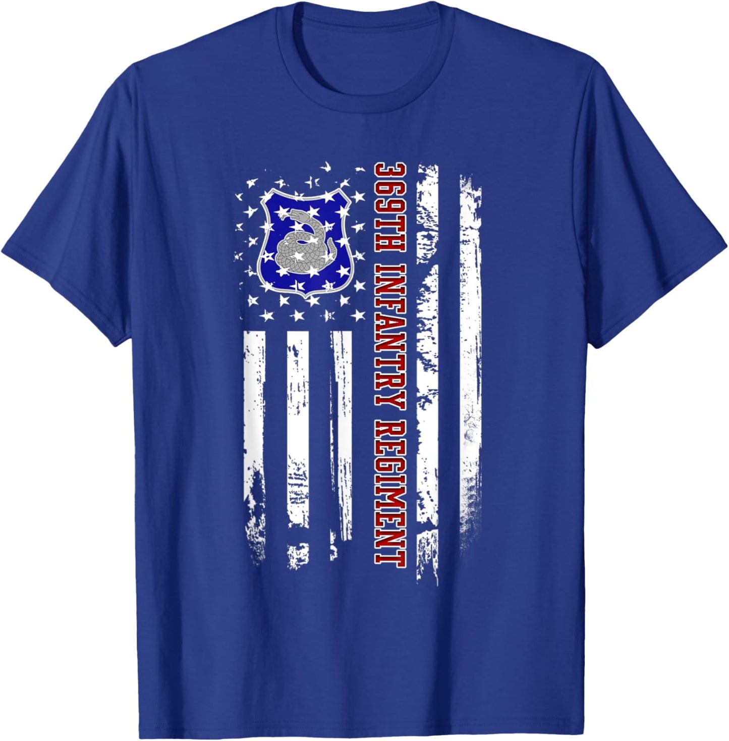 369th Infantry Regiment Veteran USA Flag Veterans Day Xmas T-Shirt - T-Shirt | Royal