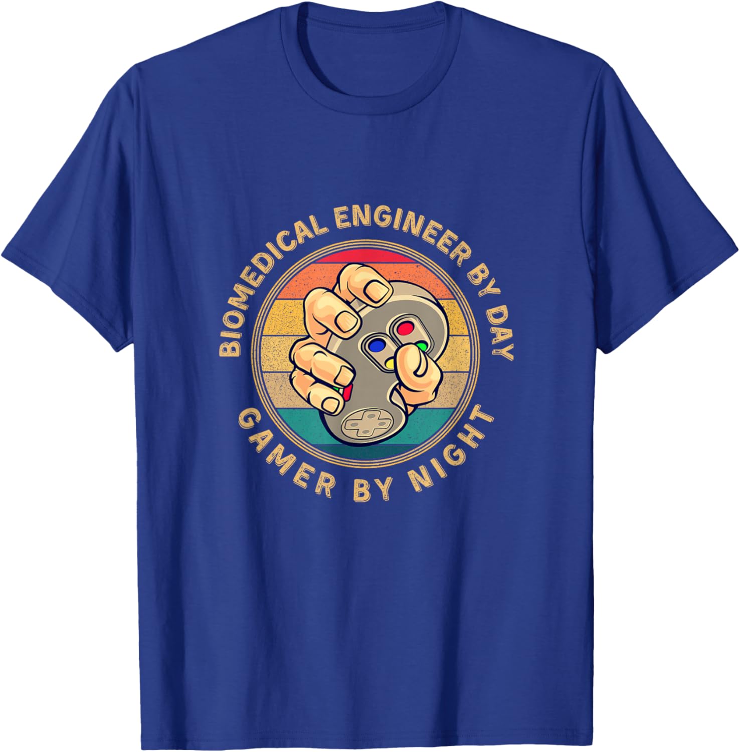 Biomedical Engineer By Day Gamer By Night Retro Gamer Design T-Shirt - T-Shirt | Royal