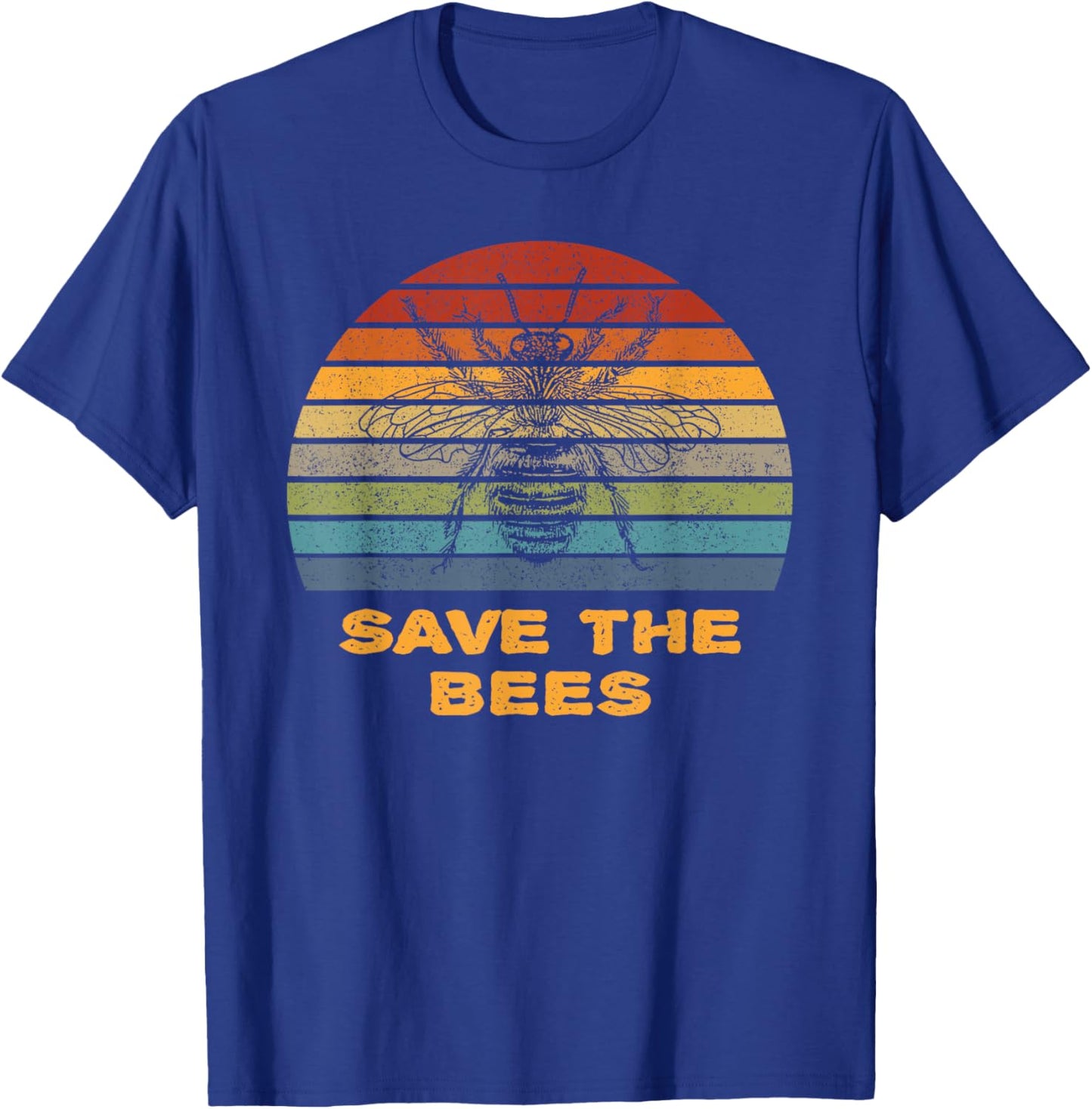 Save The Bees - Retro Bumble Bee Silhouette Beekeeper Gift T-Shirt - T-Shirt | Royal