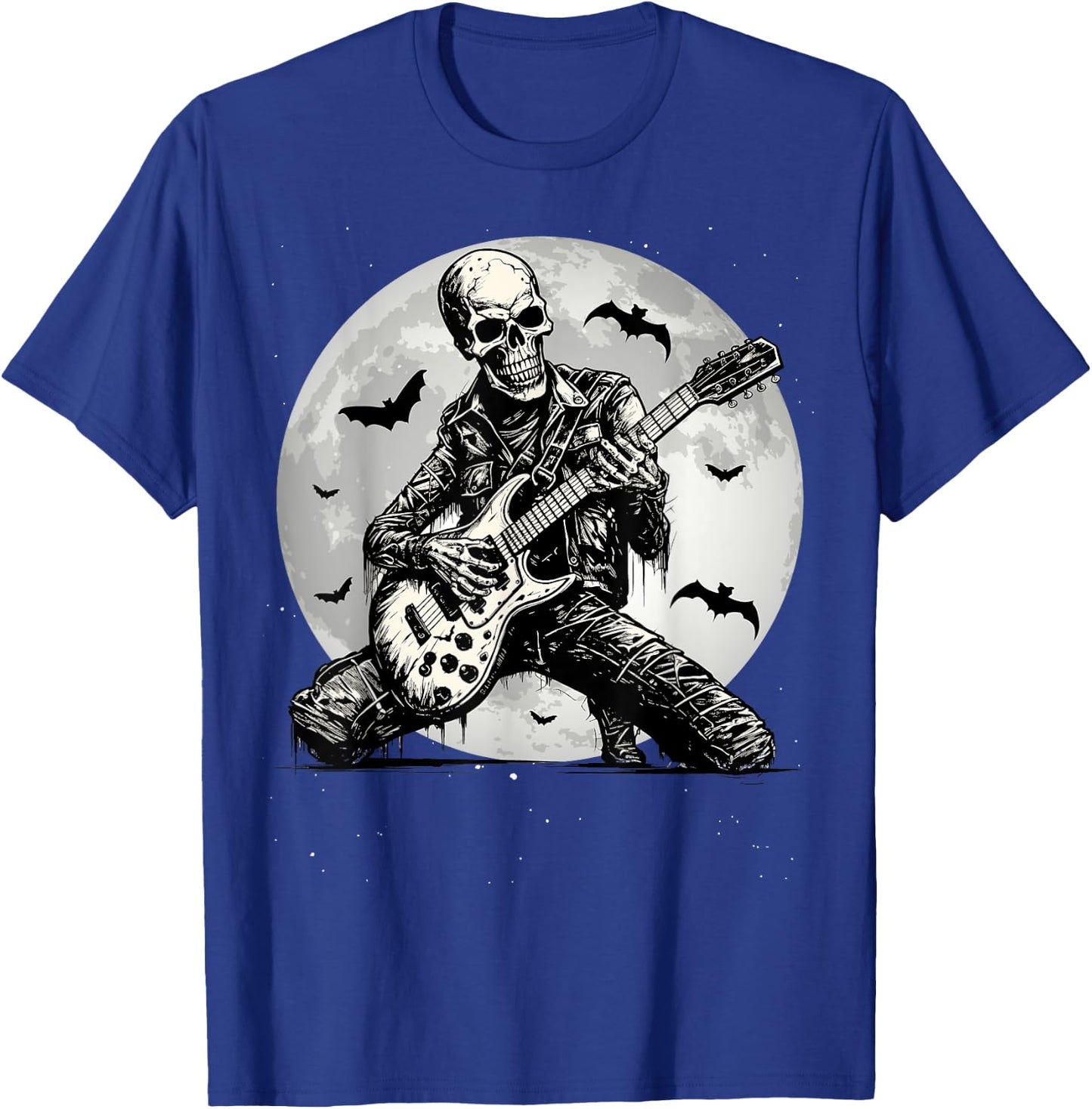 Skeleton Playing Guitar Punk Rock Music Halloween Kids T-Shirt - T-Shirt | Royal