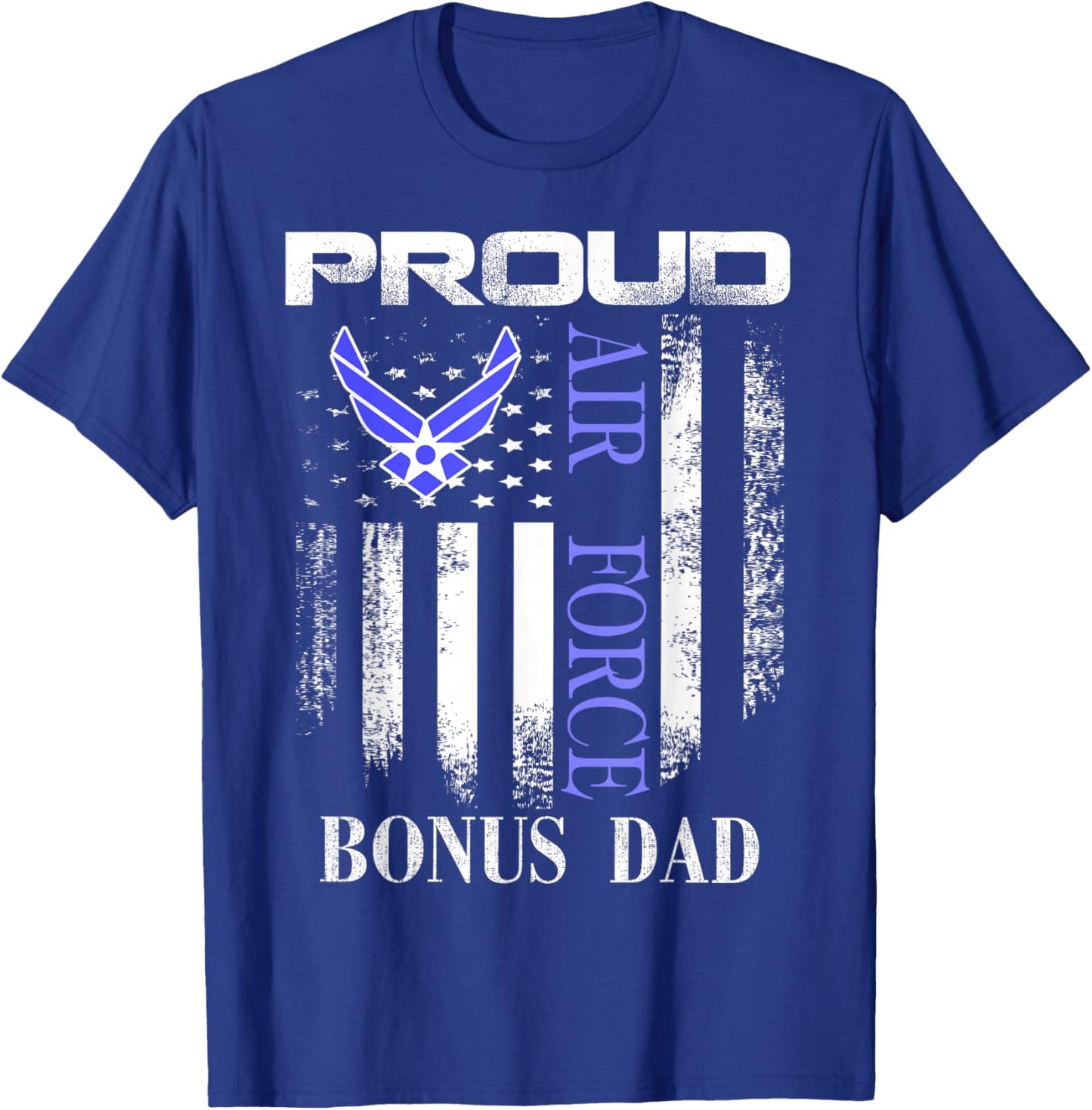 Vintage Proud Air Force Bonus Dad With American Flag Gift T-Shirt - T-Shirt | Royal