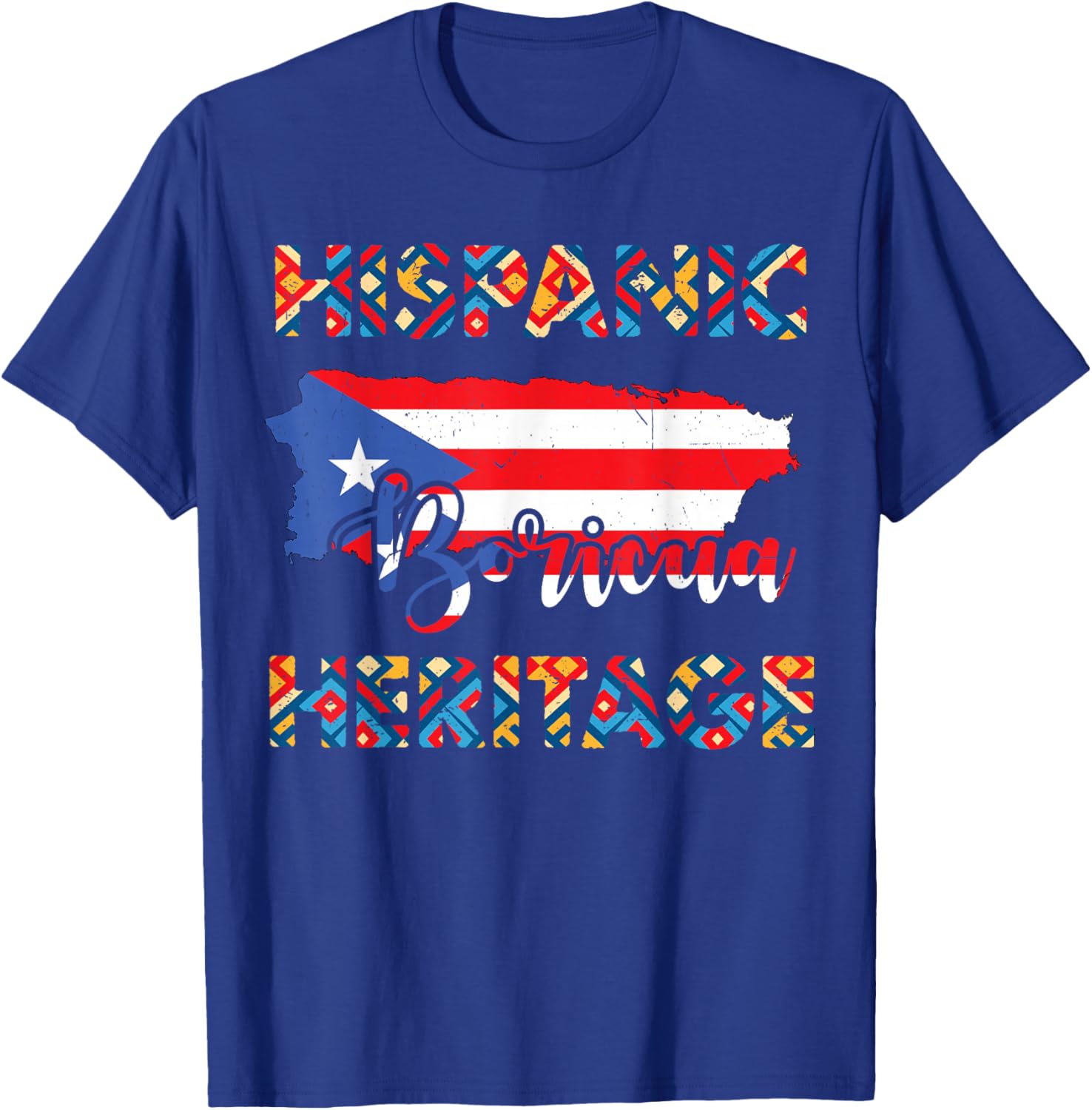Puerto Rico Flag Shirt Hispanic Heritage Month Boricua Rican T-Shirt - T-Shirt | Royal