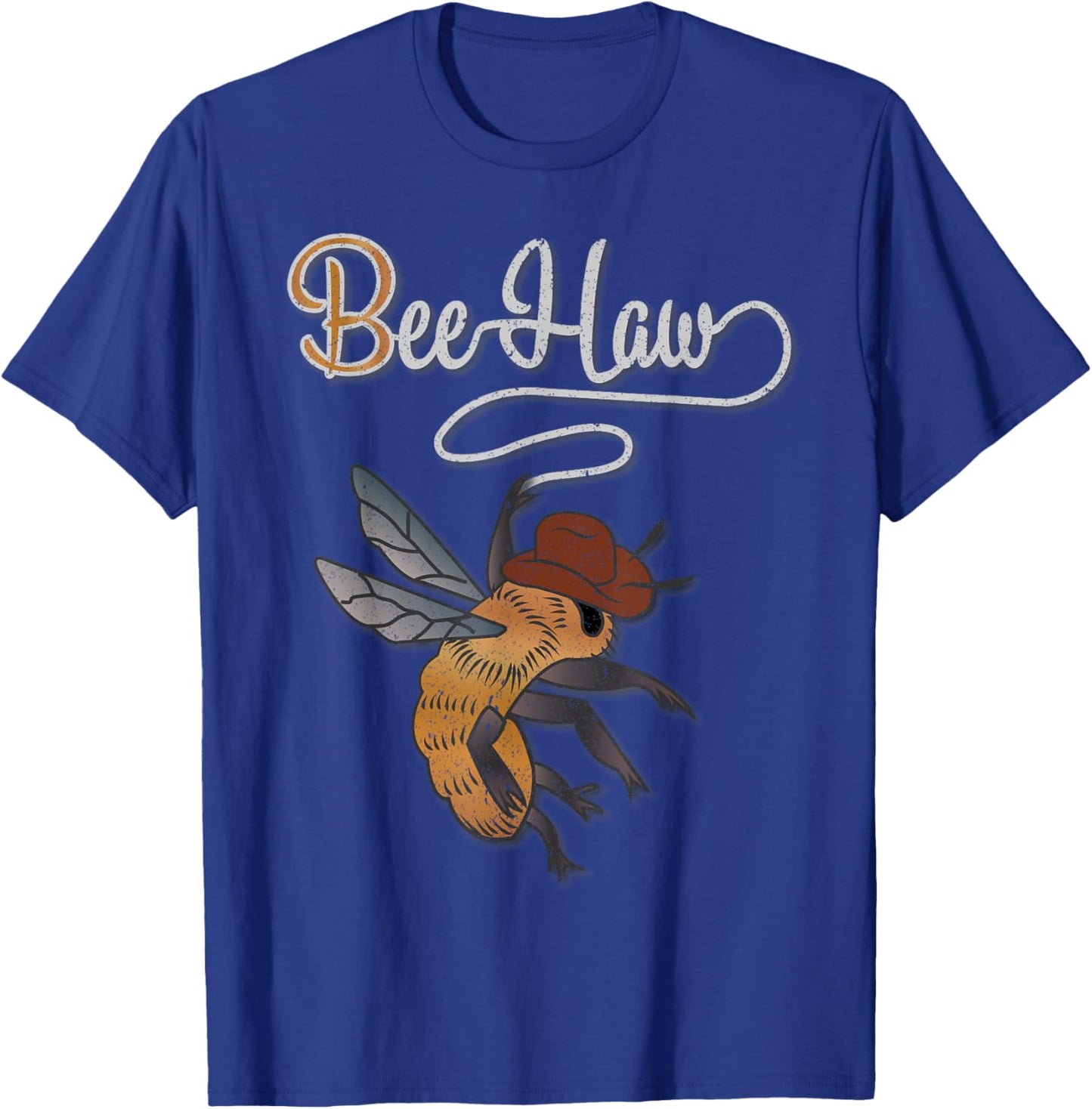 Retro Vintage Bee Haw Cowboy Cowgirl Wild Western Country T-Shirt - T-Shirt | Royal