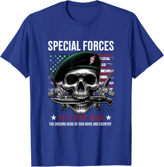 Special Forces Vietnam Veteran Dad Military Army Green Beret T-Shirt - T-Shirt | Royal