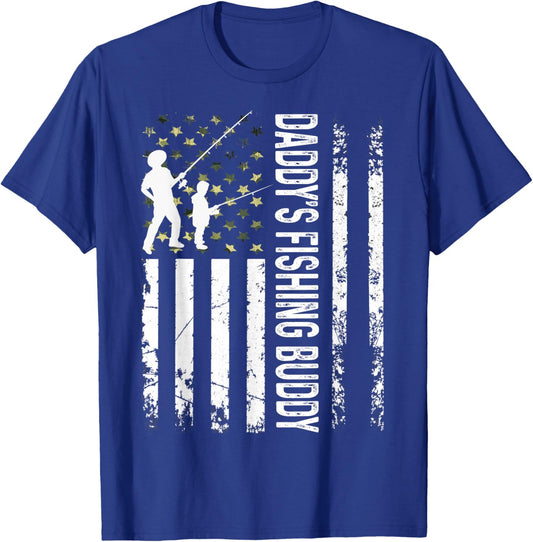 Young Fisherman Daddy's Fishing Buddy Dad-Son Team T-Shirt - T-Shirt | Royal