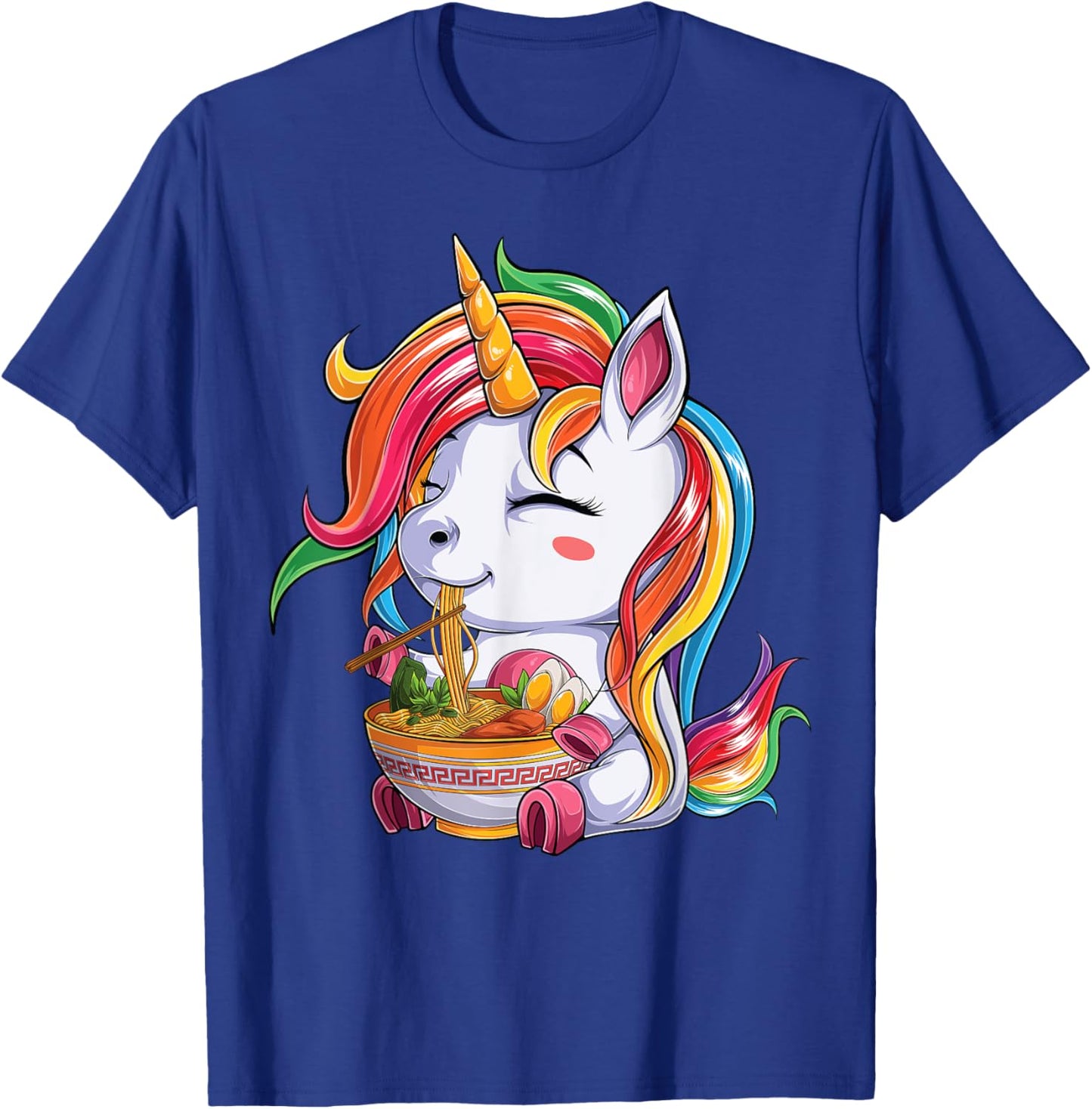 kawaii japanese anime Unicorn Girl ramen Food Lovers T-Shirt - T-Shirt | Royal
