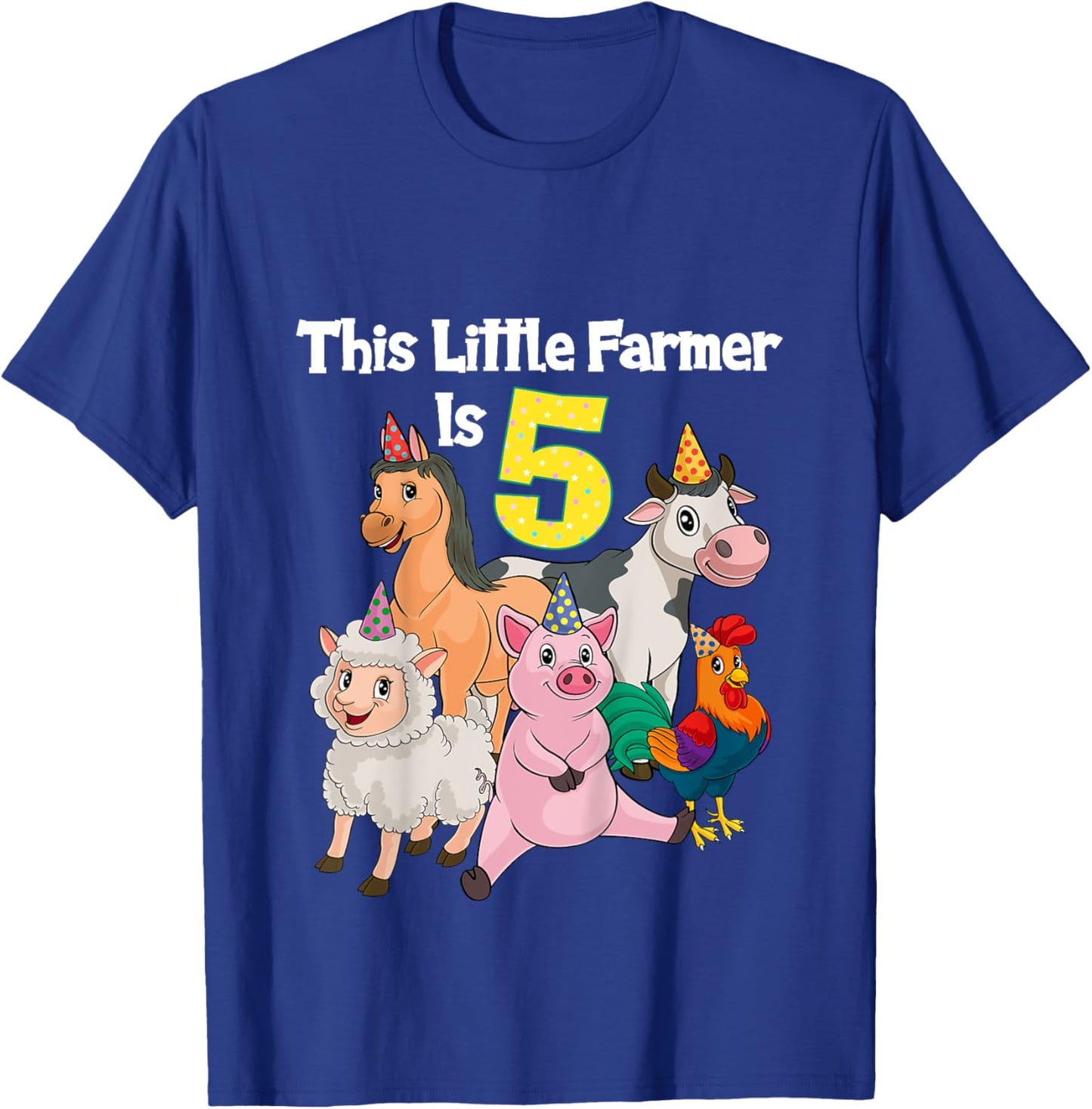 Barnyard 5 Year Old Farm Animals 5th Birthday T-Shirt - T-Shirt | Royal