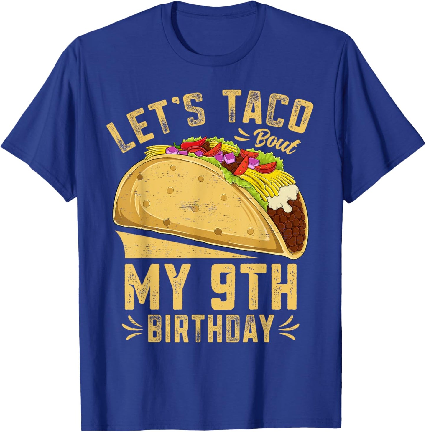9 Year Old Funny Taco 9th Birthday Boys Girls Kids T-Shirt - T-Shirt | Royal