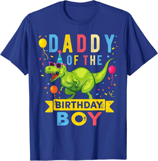 Daddy of The Birthday Boy T-Rex Dinosaur Birthday Party T-Shirt - T-Shirt | Royal