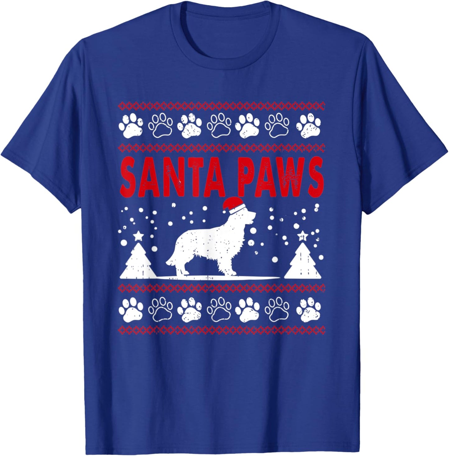 Santa Paw Golden Retriever Dog Merry Christmas Pajamas Women Kids T-Shirt - T-Shirt | Royal