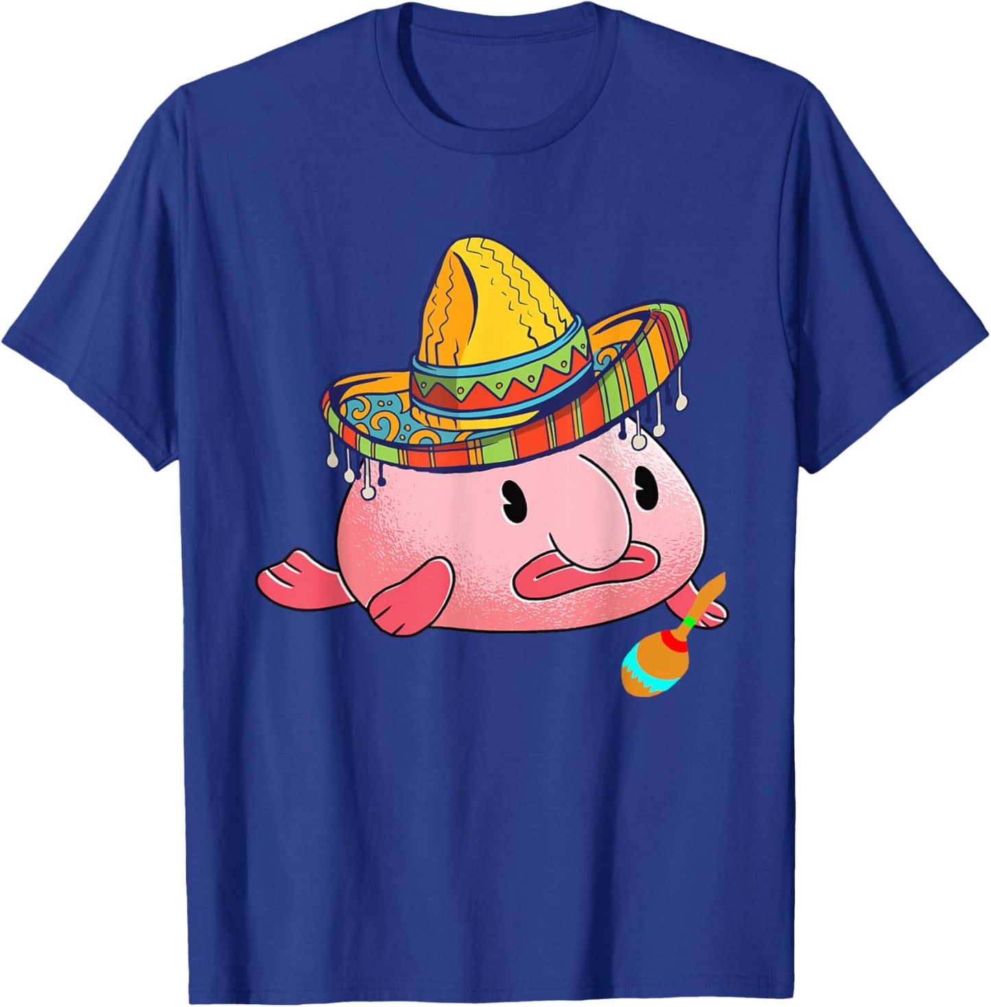 Blobfish Ugly Fish Deep Sea Funny Sombrero Costume T-Shirt - T-Shirt | Royal