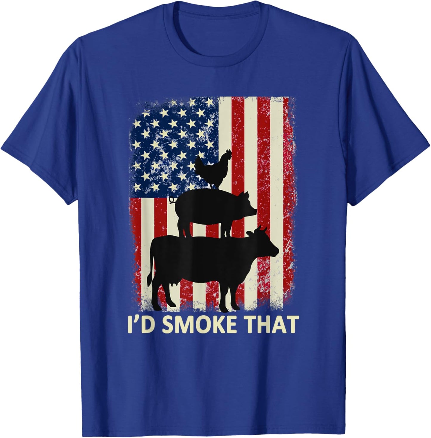 I'd Smoke That American Flag Funny BBQ Men T-Shirt - T-Shirt | Royal