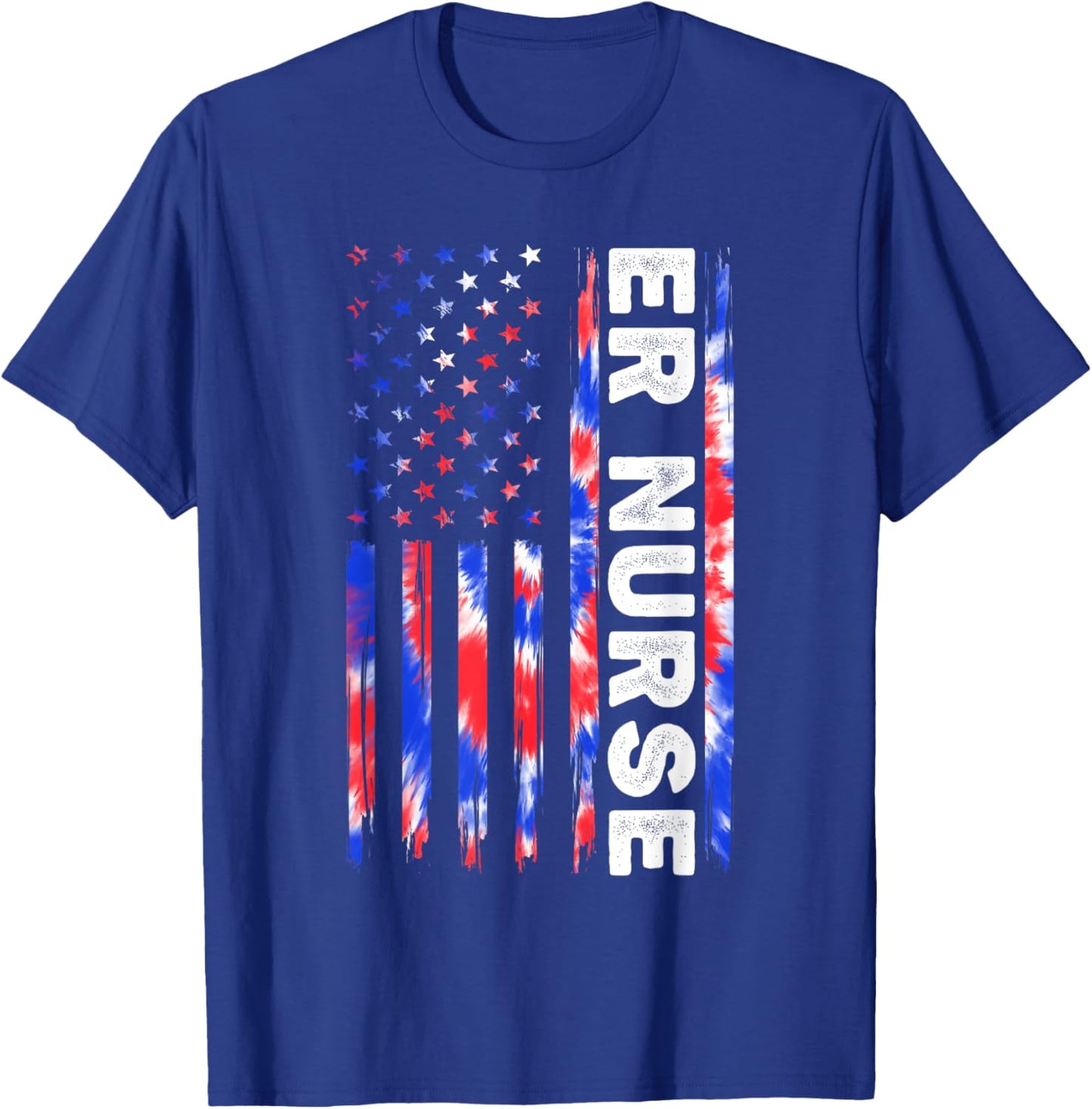 ER Nurse Tie Dye American Flag Fourth 4th Of July Patriotic T-Shirt - T-Shirt | Royal