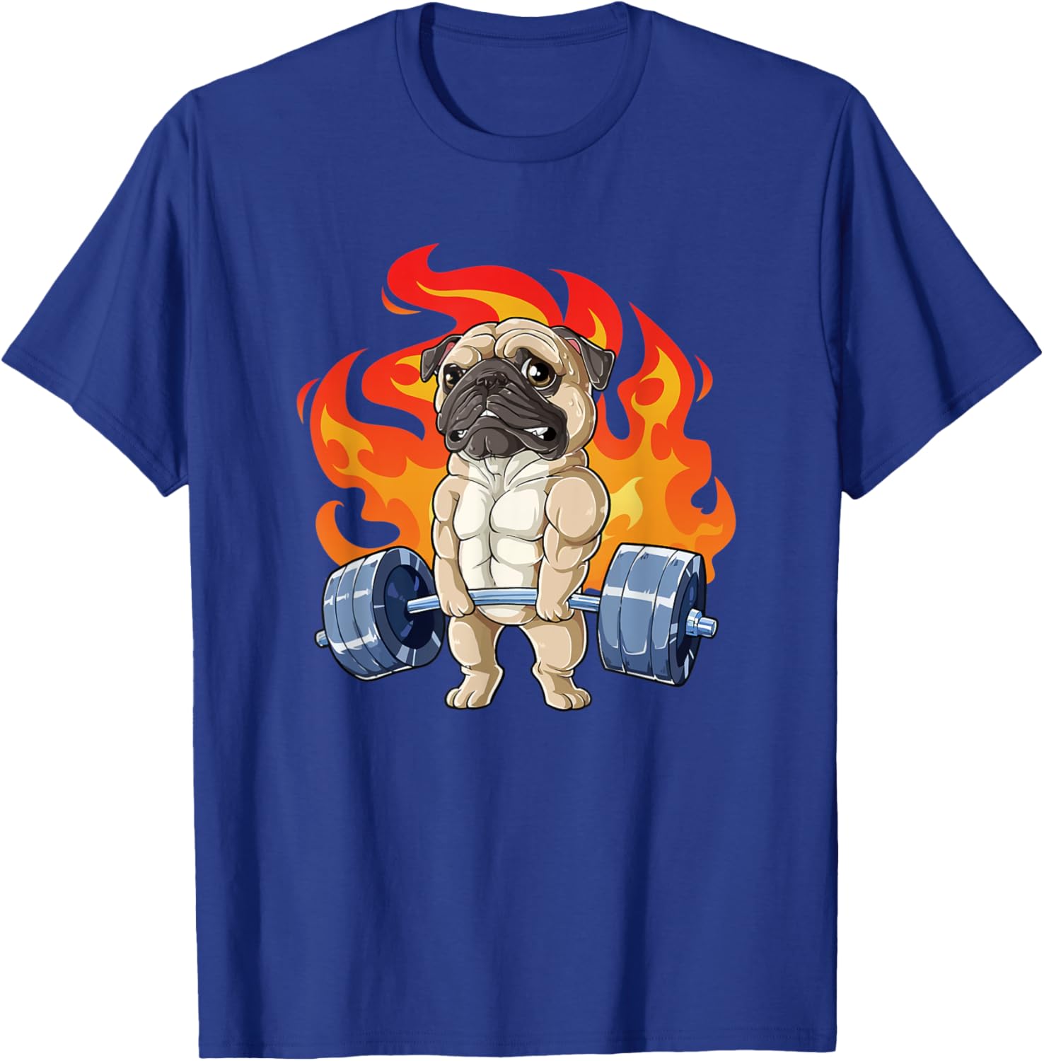 Pug Weightlifting Funny Deadlift Men Fitness Gym Workout T-Shirt - T-Shirt | Royal