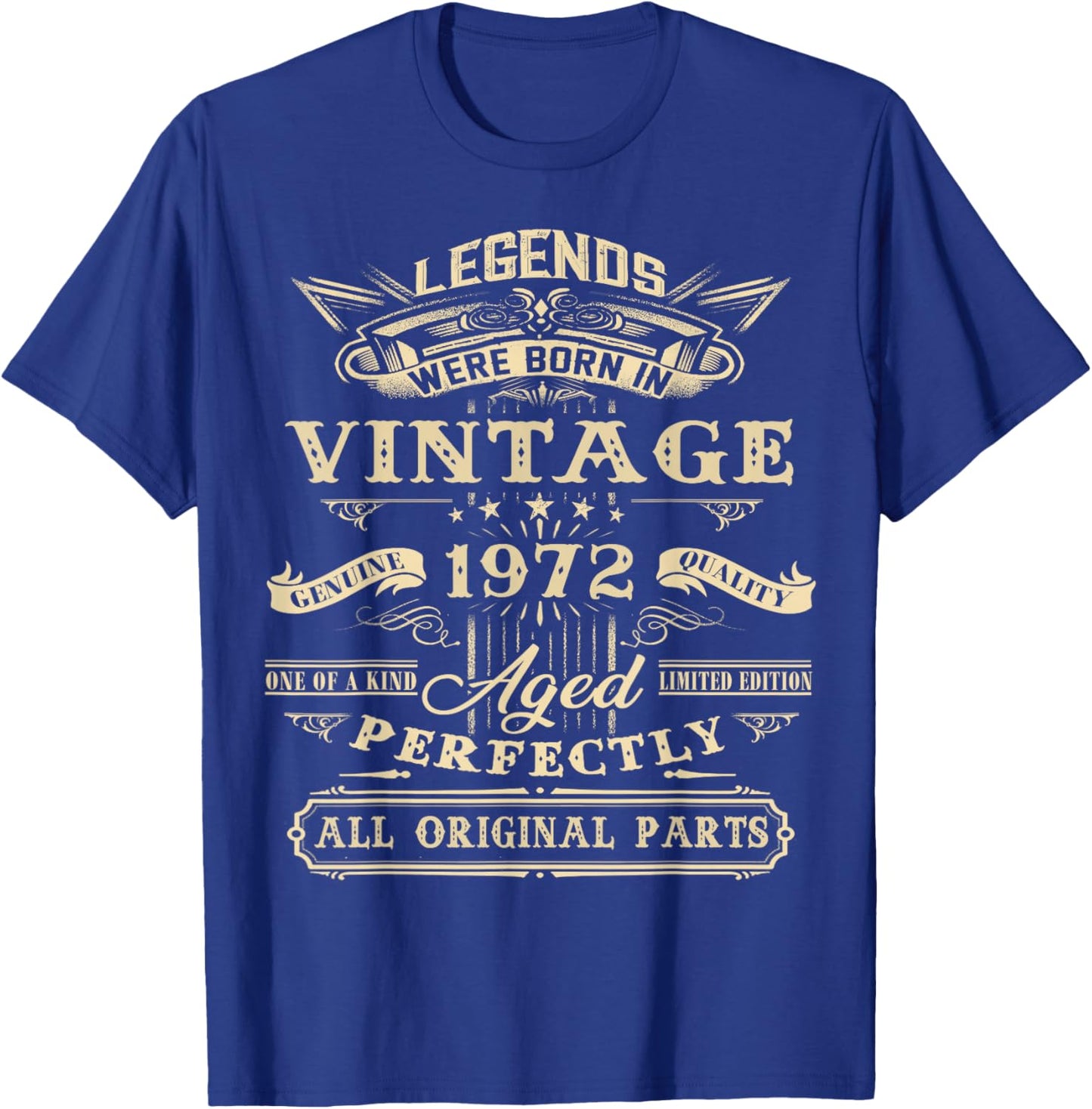 52nd Birthday Vintage For Legends Born 1972 52 Yrs Old T-Shirt - T-Shirt | Royal