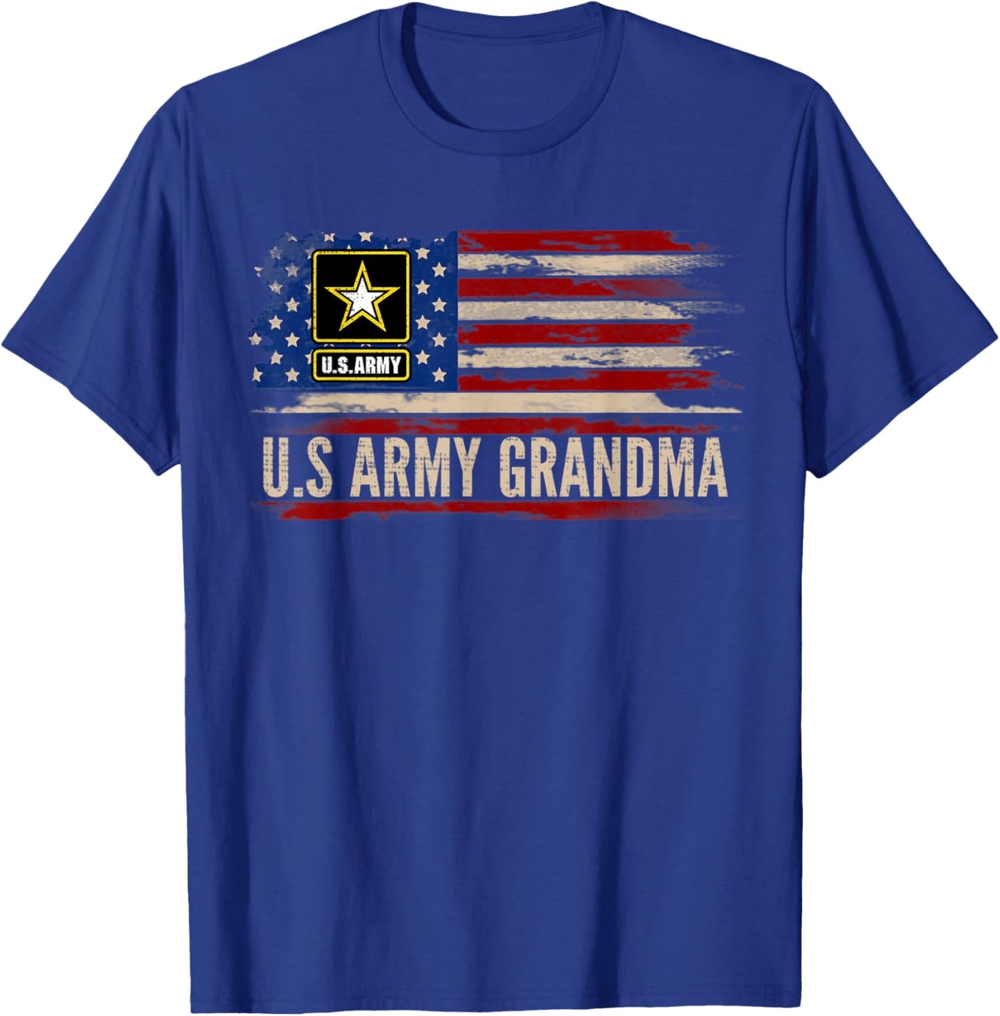 Vintage U.S Army Grandma With American Flag Veteran Gift T-Shirt - T-Shirt | Royal