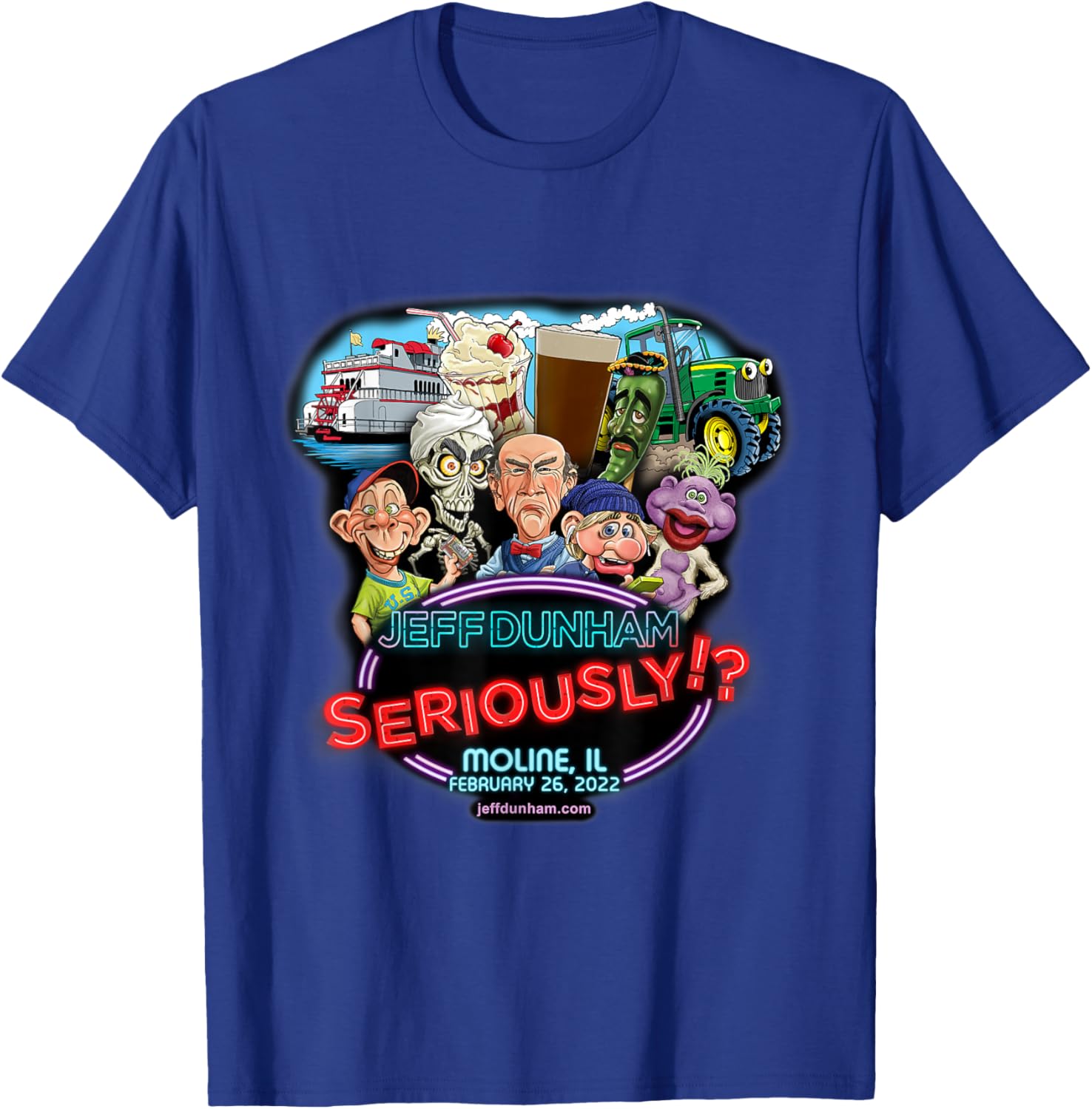 Jeff Dunham Moline, IL T-Shirt - T-Shirt | Royal