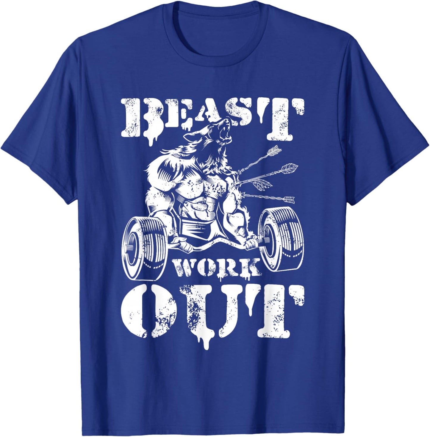 Beast Workout Wolf Lifting Weights Gym Fitness Muscles T-Shirt - T-Shirt | Royal